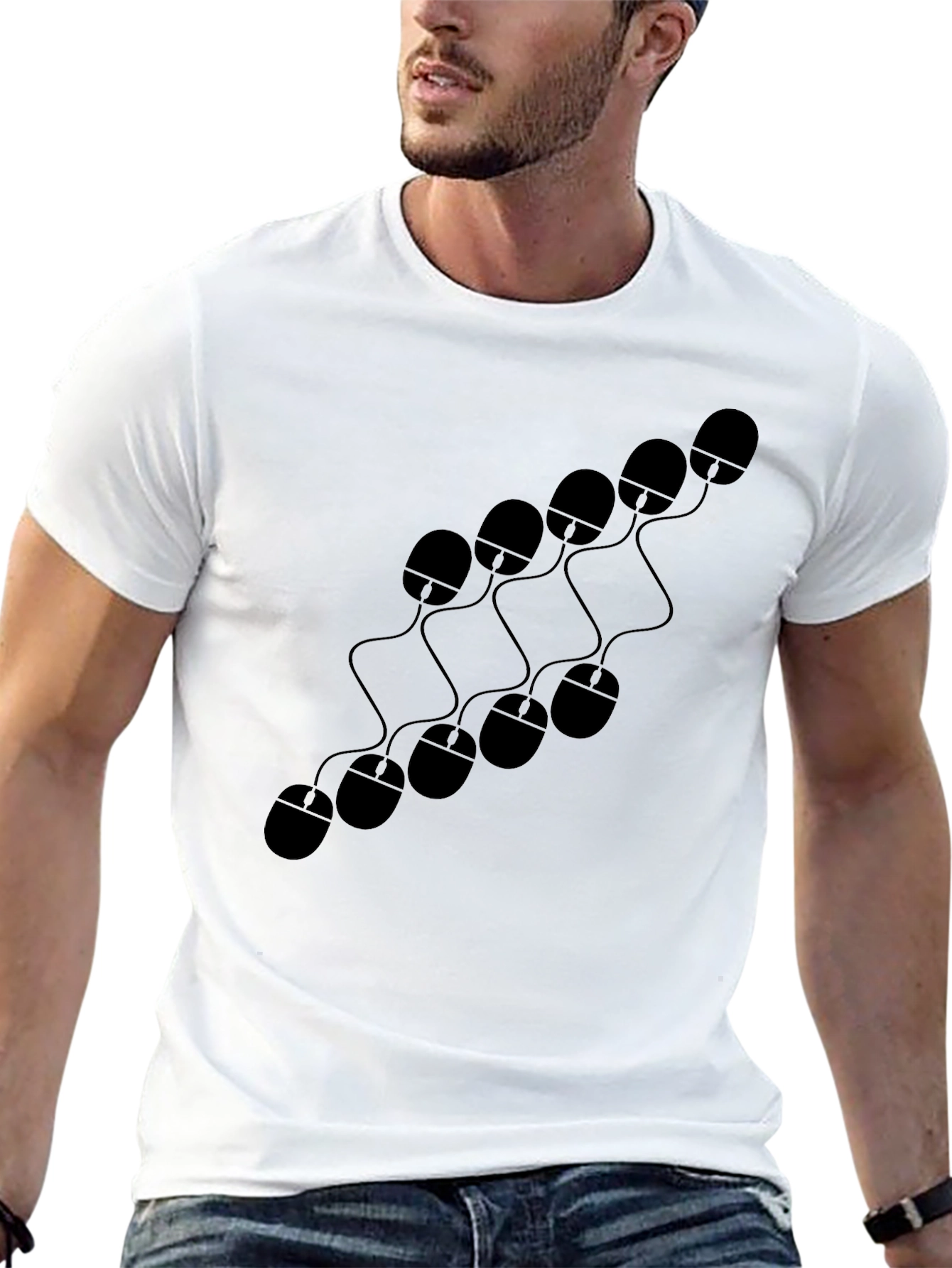 Computer Mouse Pattern Graphic T-Shirt