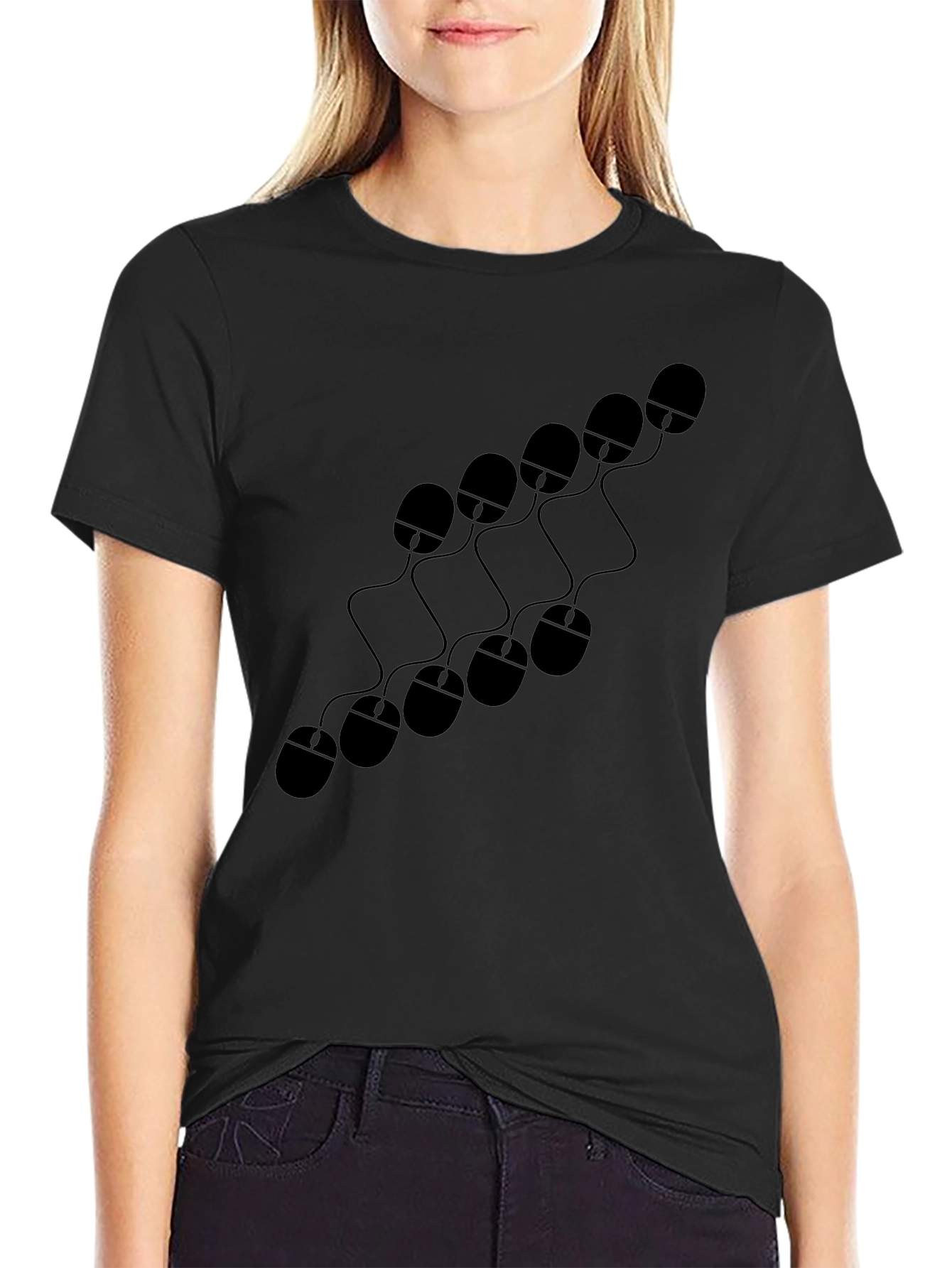 Computer Mouse Pattern Graphic T-Shirt