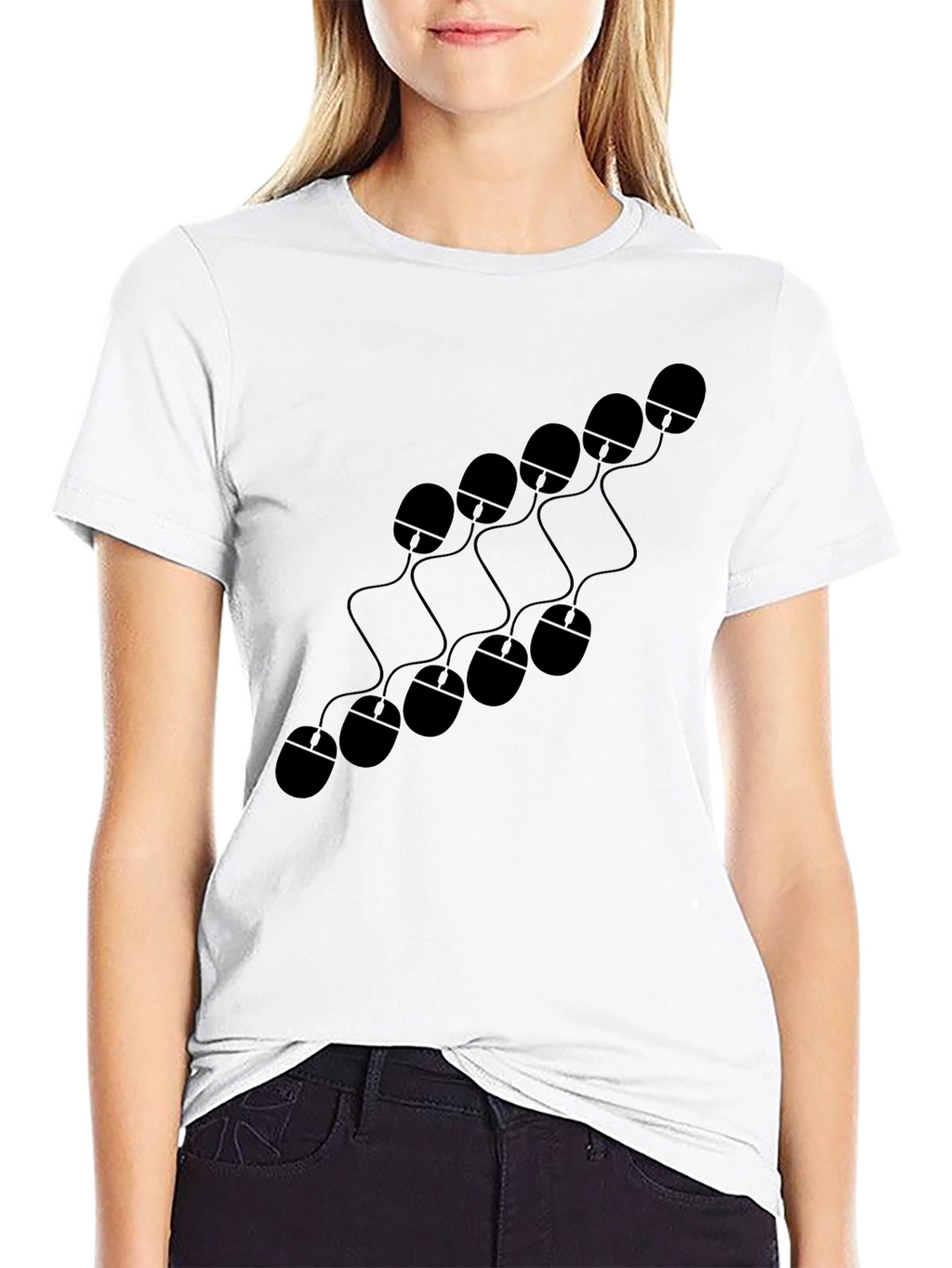Computer Mouse Pattern Graphic T-Shirt