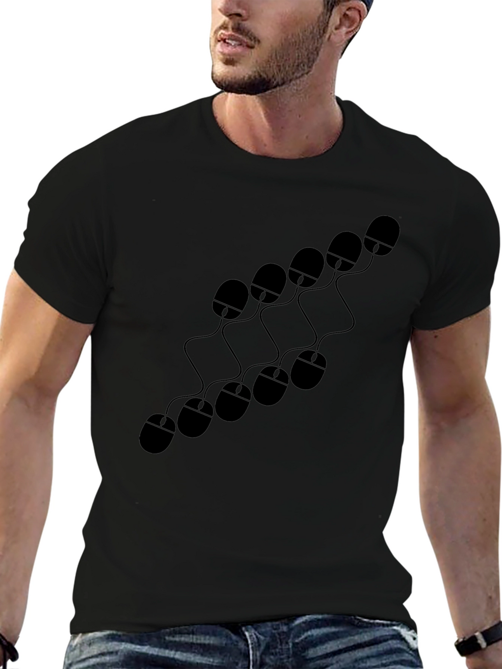 Computer Mouse Pattern Graphic T-Shirt