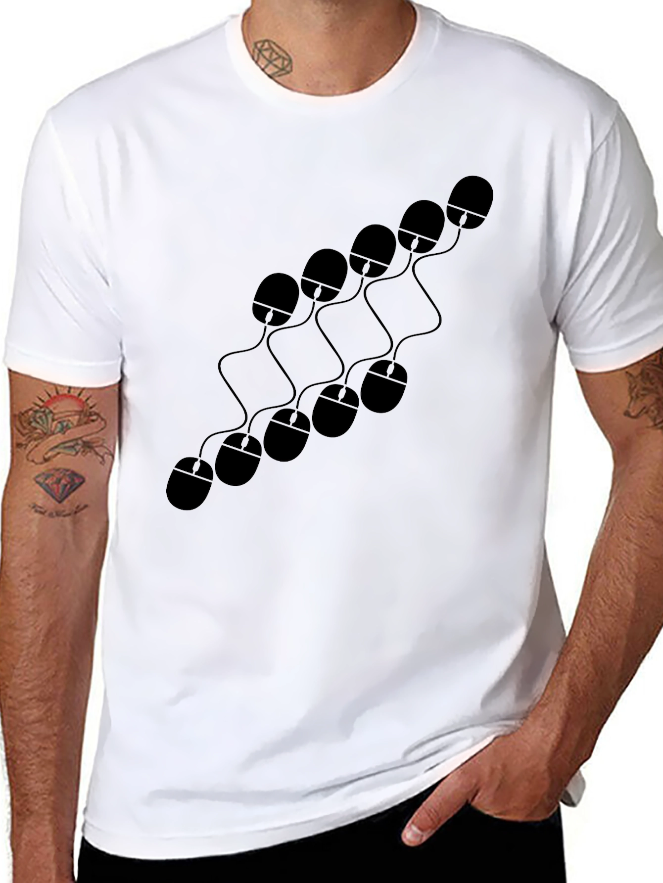 Computer Mouse Pattern Graphic T-Shirt