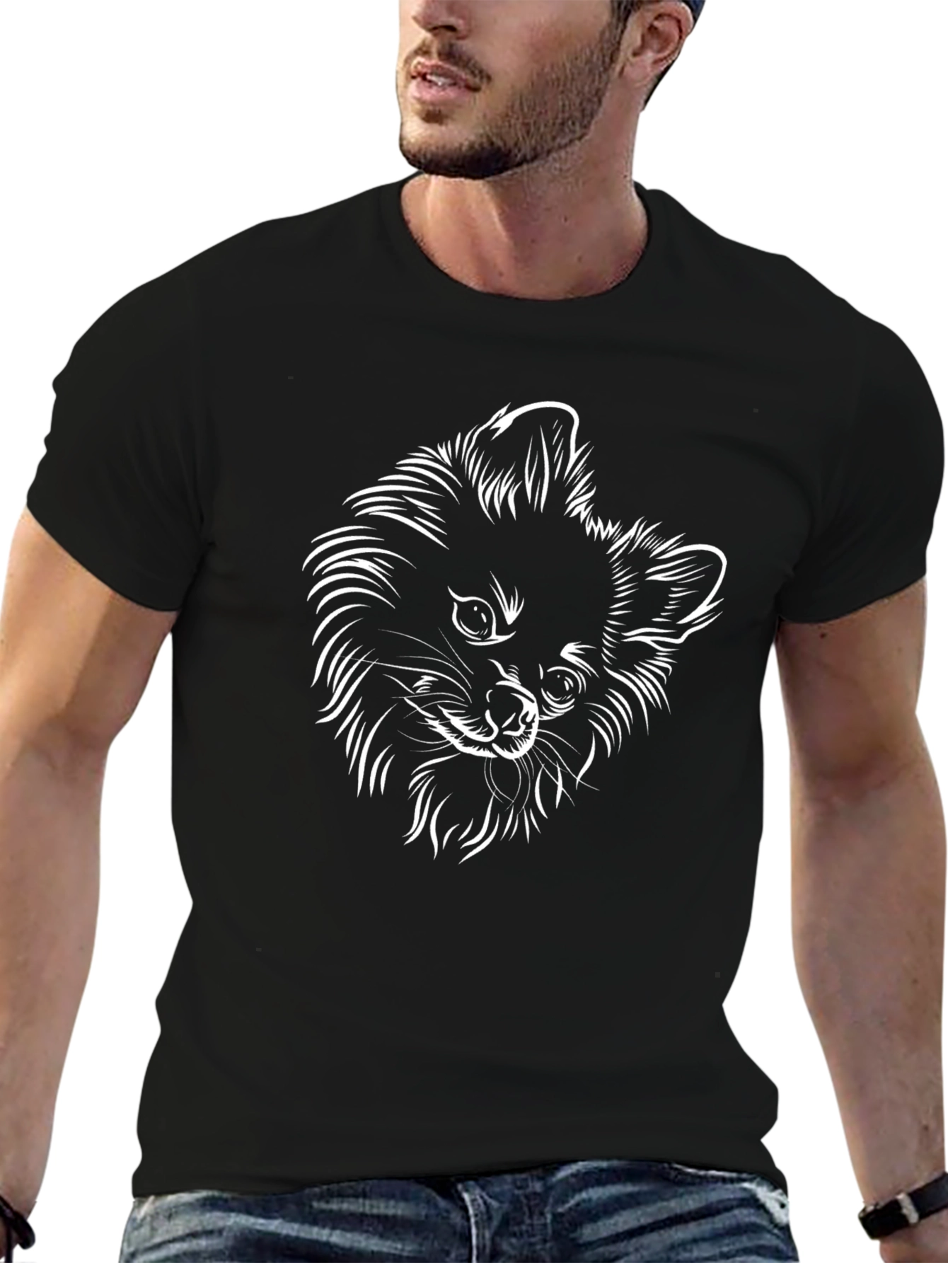 Dog Sketch Graphic Black T-Shirt