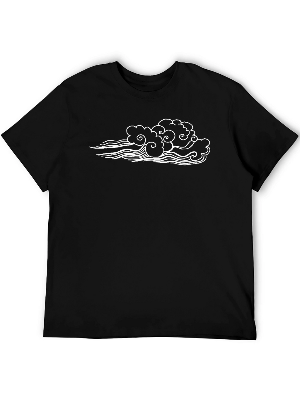 Black Tee with Cloud Wave Design