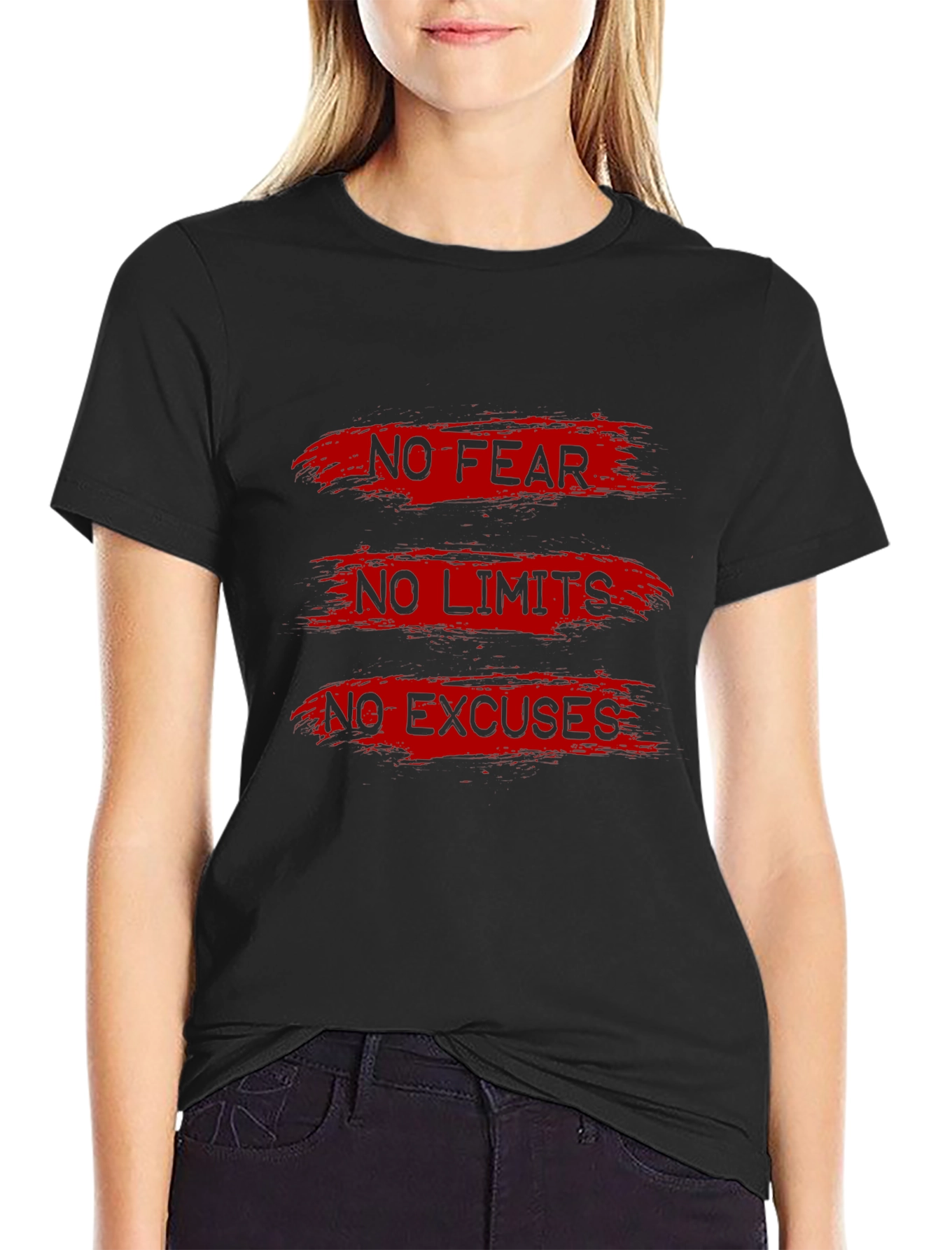 Motivational T-Shirt: No Fear Limits Excuses - Black