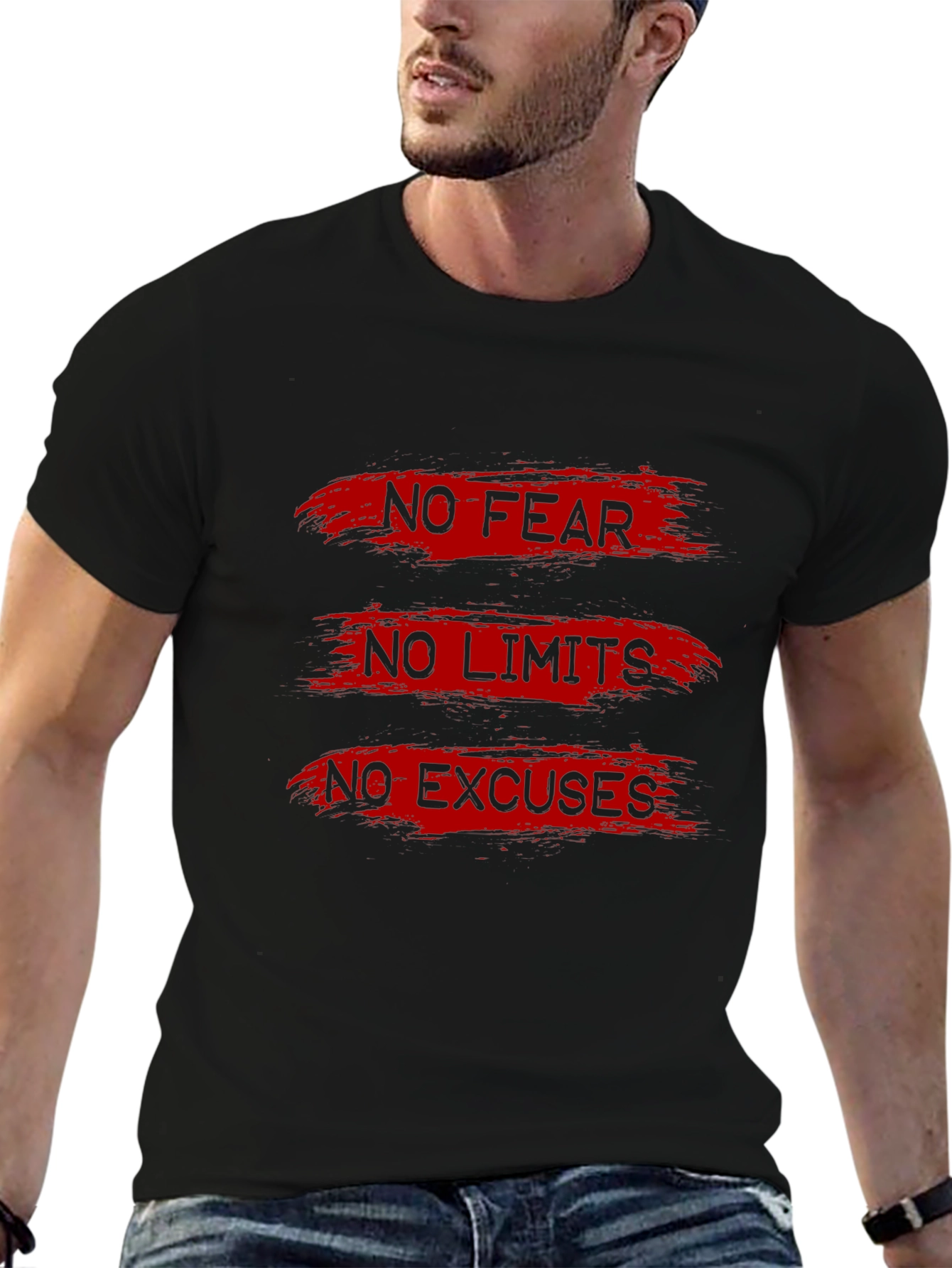 Motivational T-Shirt: No Fear Limits Excuses - Black