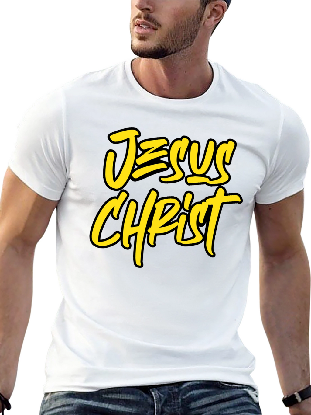 Jesus Christ Graphic Tee - Black Cotton Blend