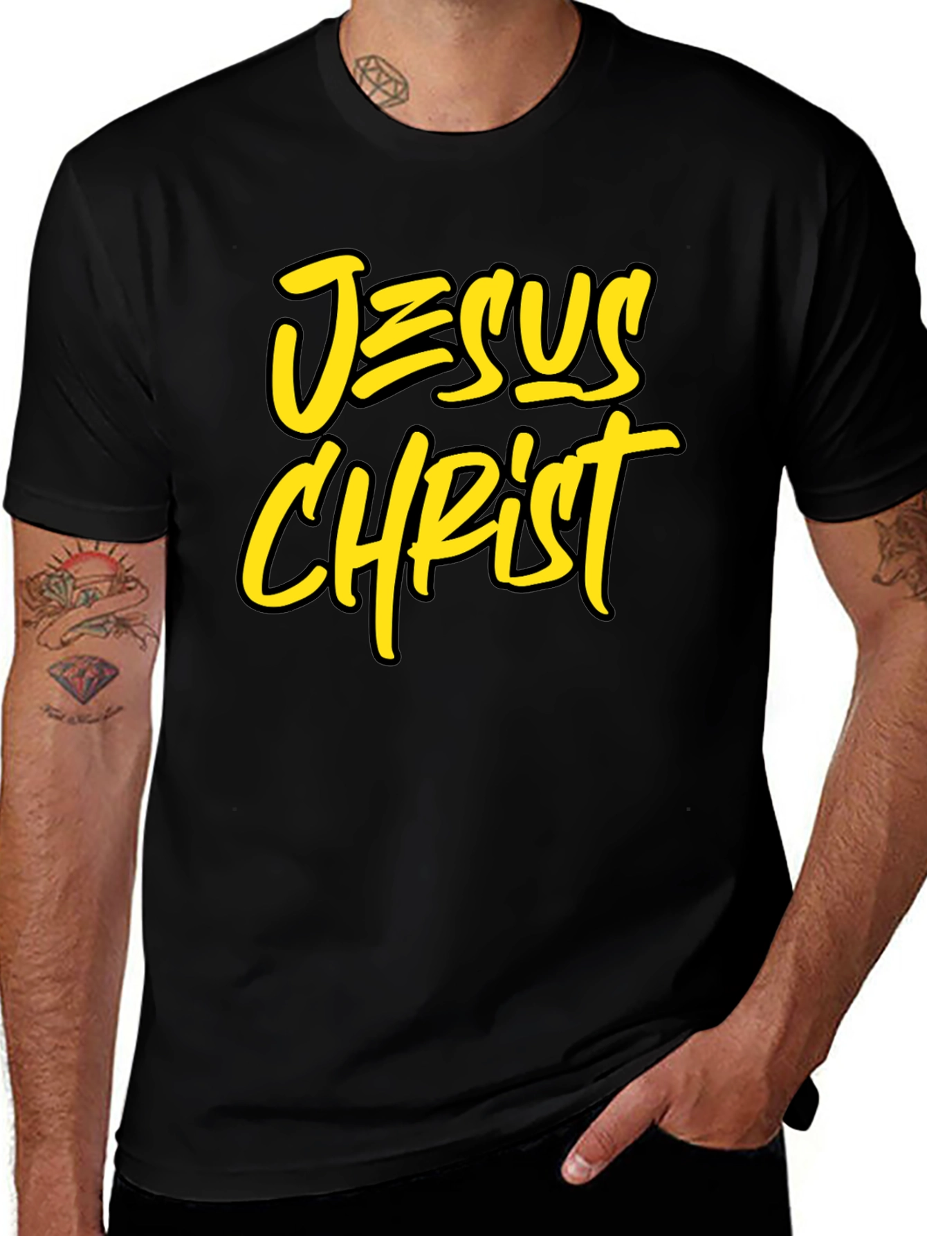 Jesus Christ Graphic Tee - Black Cotton Blend