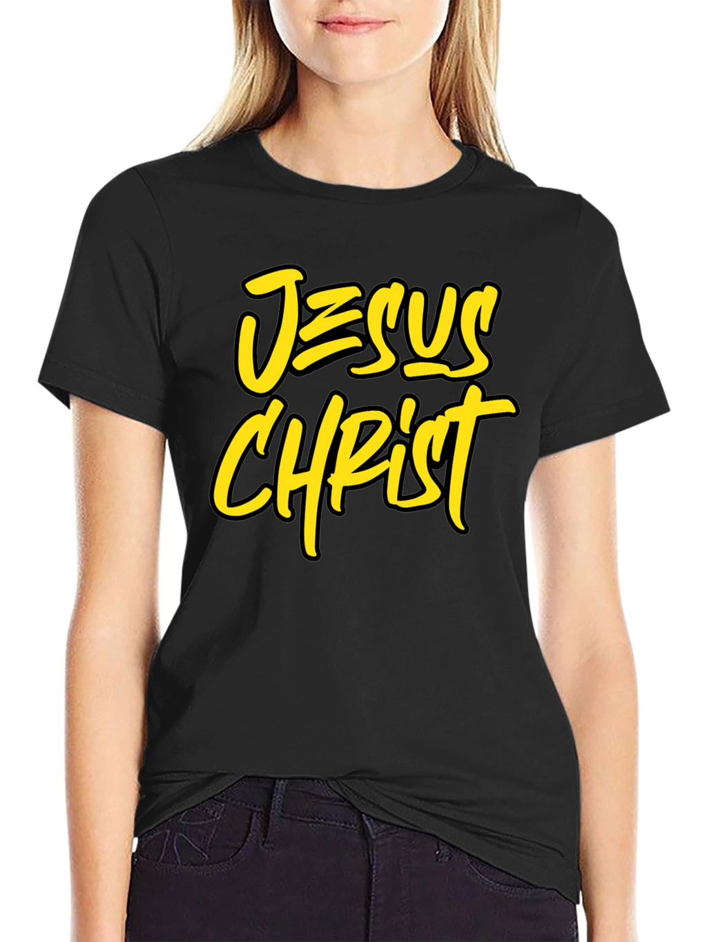Jesus Christ Graphic Tee - Black Cotton Blend