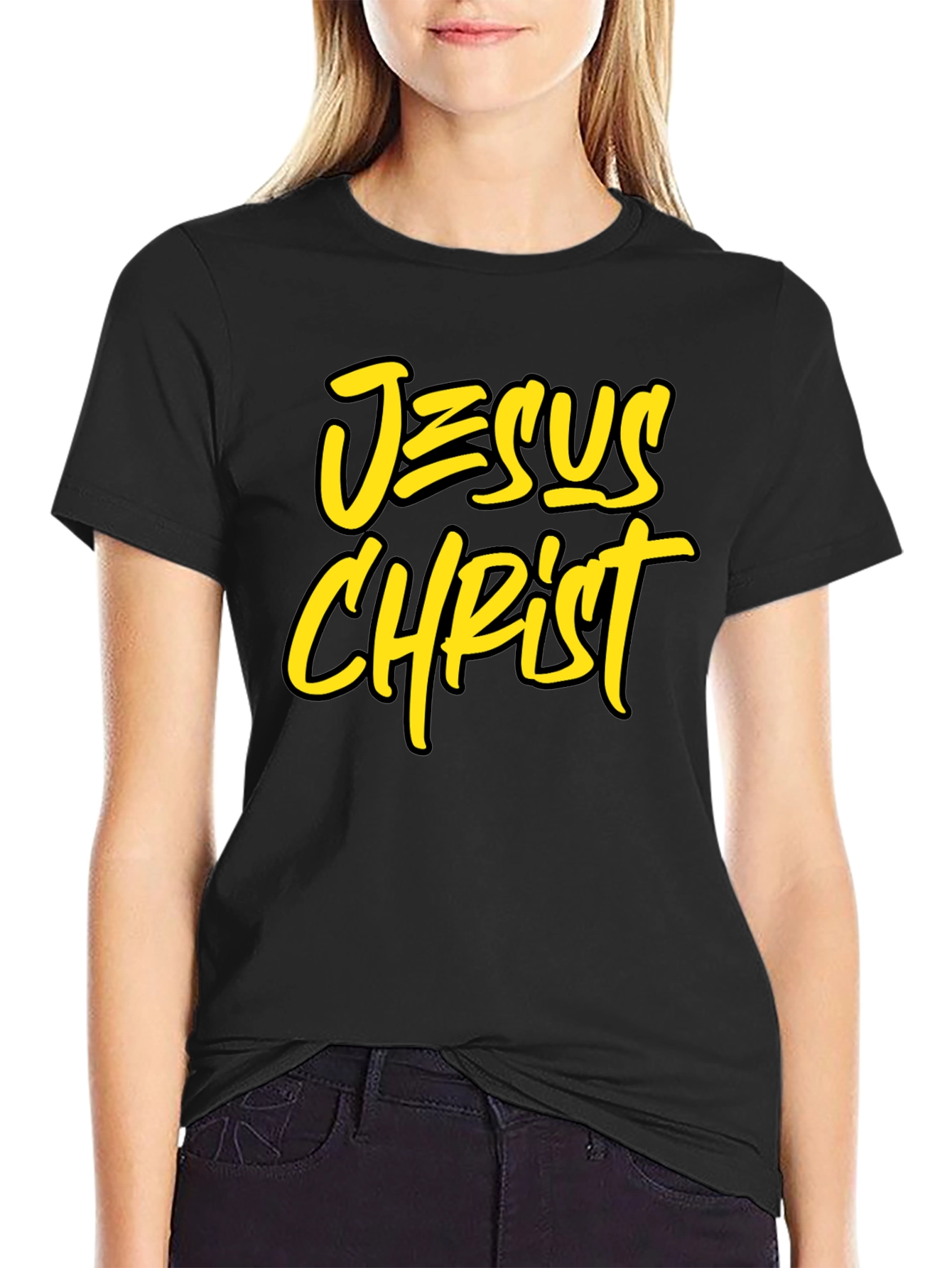 Jesus Christ Graphic Tee - Black Cotton Blend