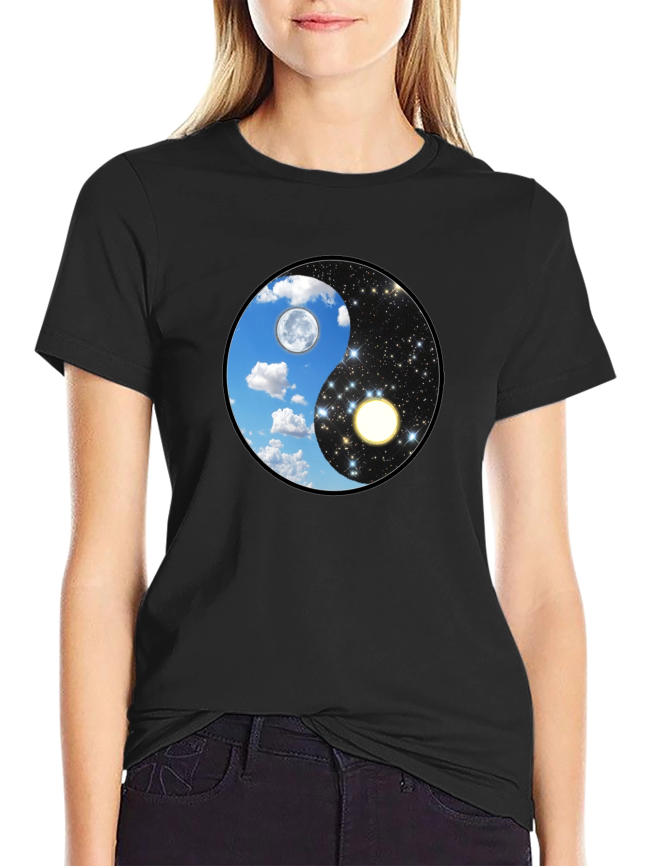 Yin Yang Day & Night Graphic T-Shirt