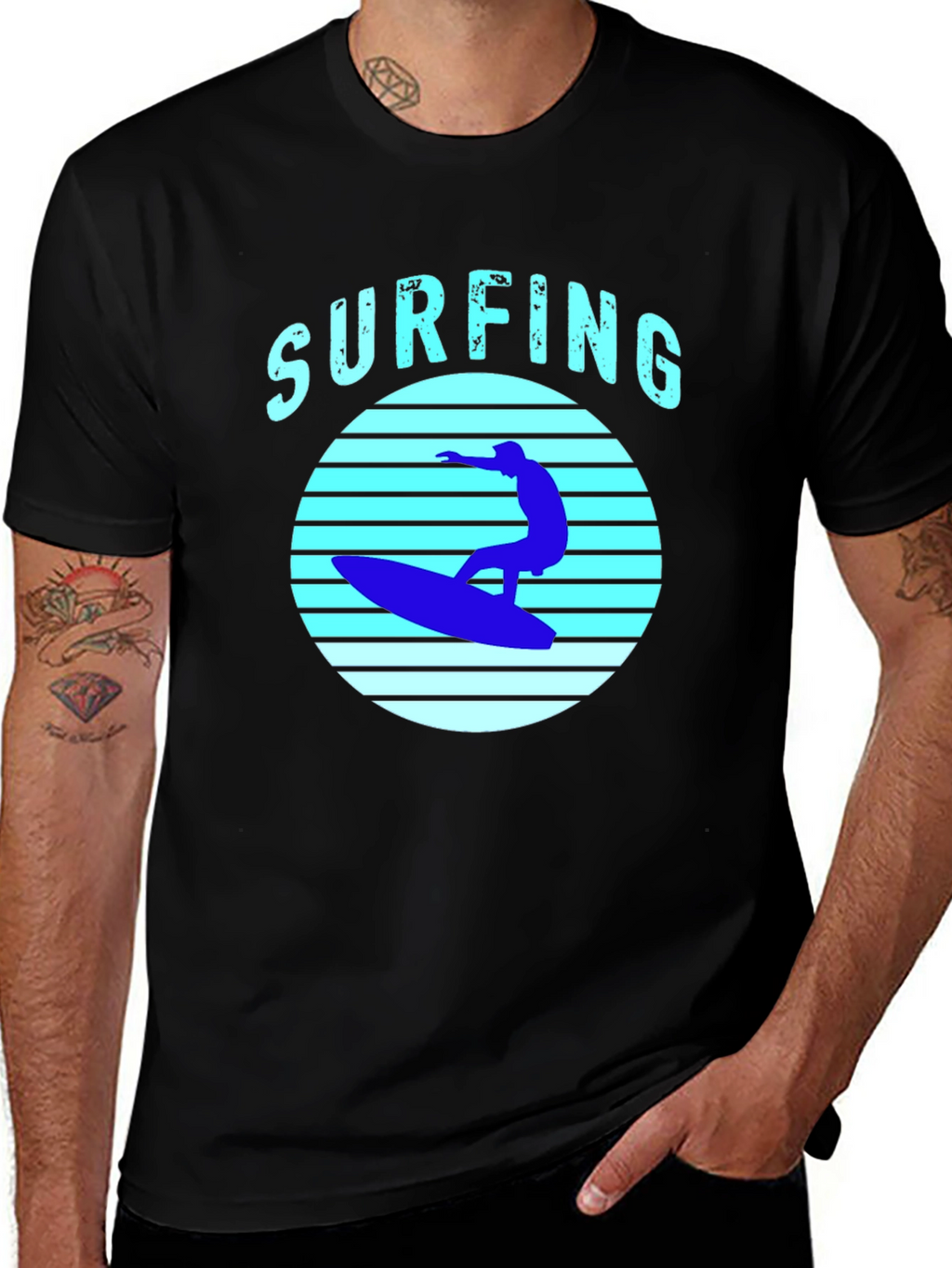 Surfing T-Shirt - Black Surf Graphic Tee