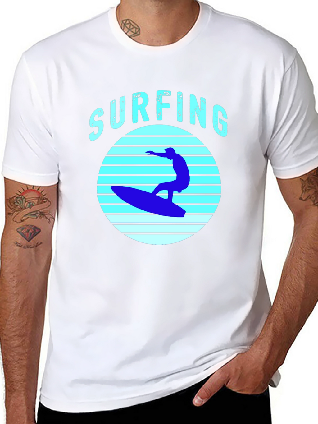 Surfing T-Shirt - Black Surf Graphic Tee