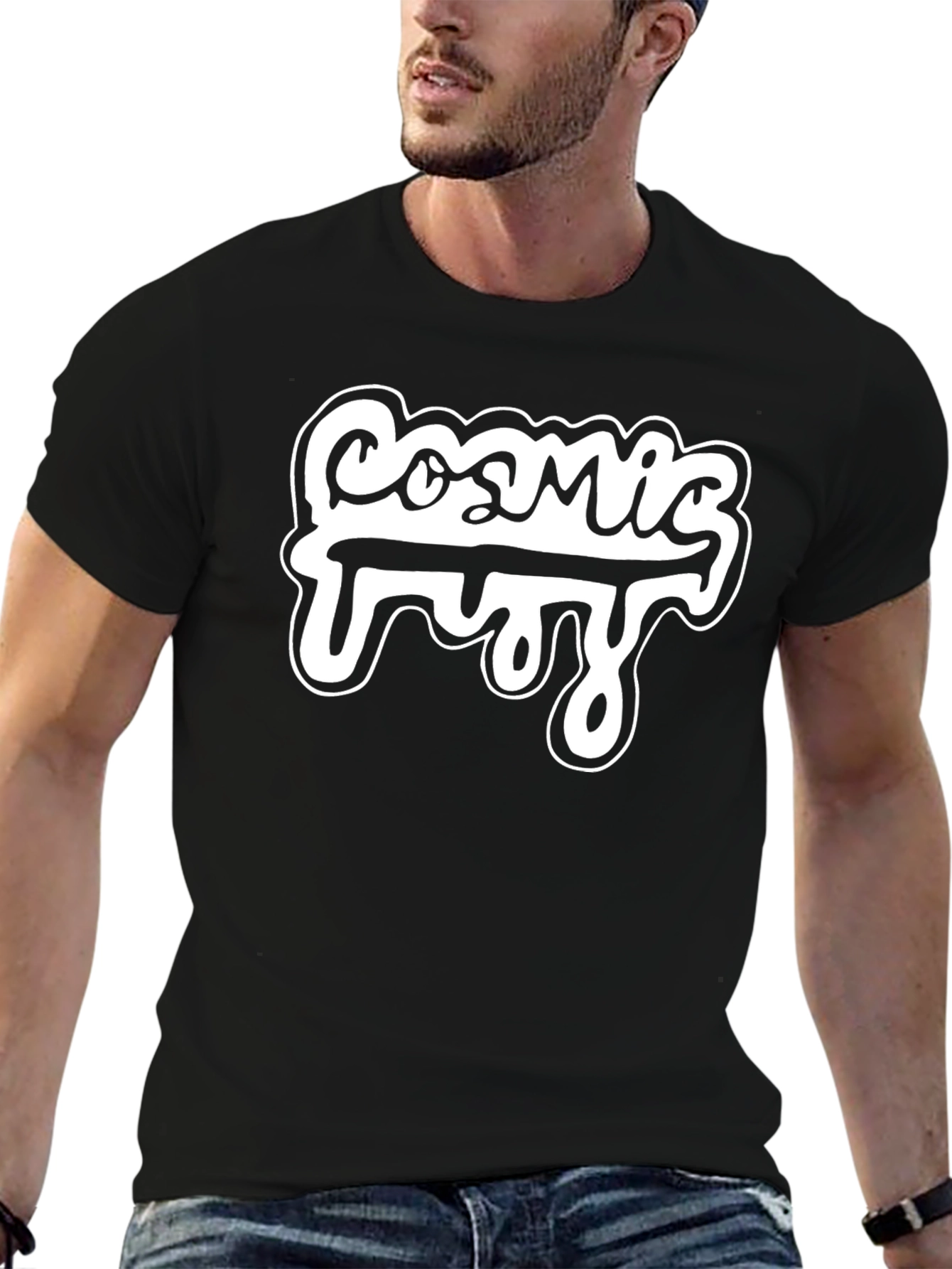Cosmic Fuzz Black Graphic T-Shirt