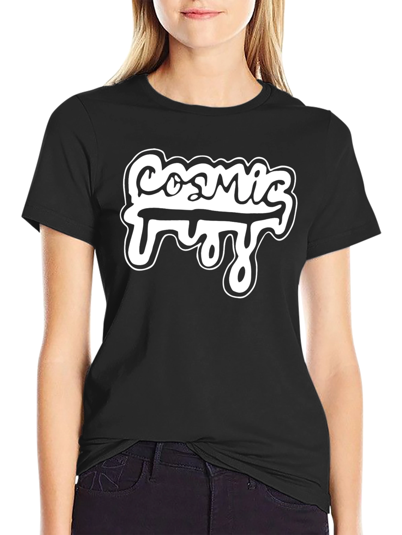 Cosmic Fuzz Black Graphic T-Shirt