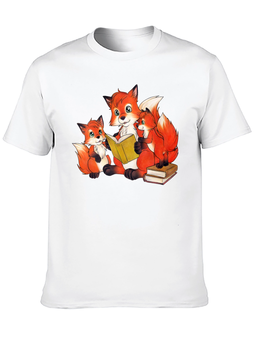 Fox Family Reading Black T-Shirt
