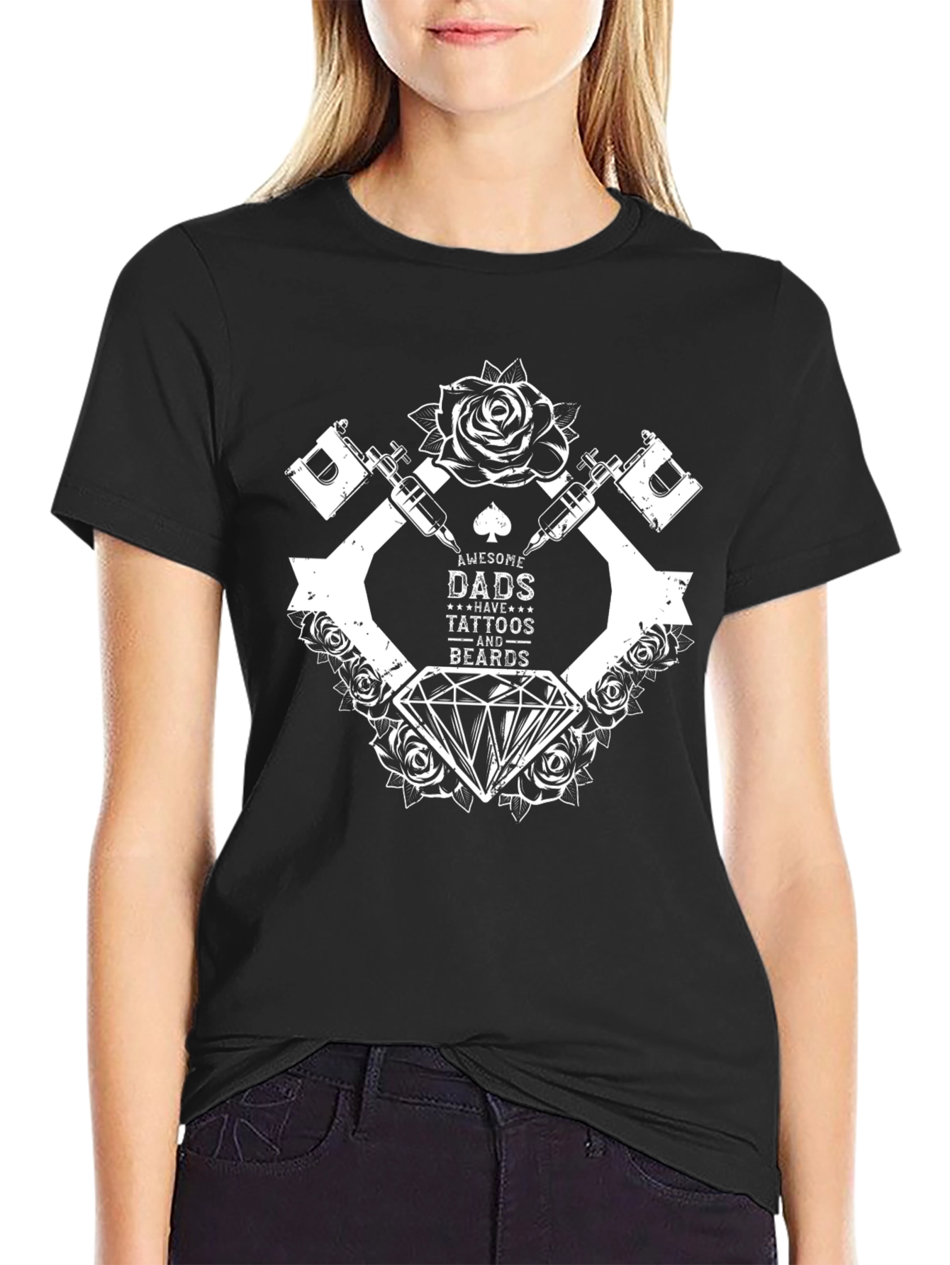 Awesome Dads Tattoos & Beards Black Graphic Tee