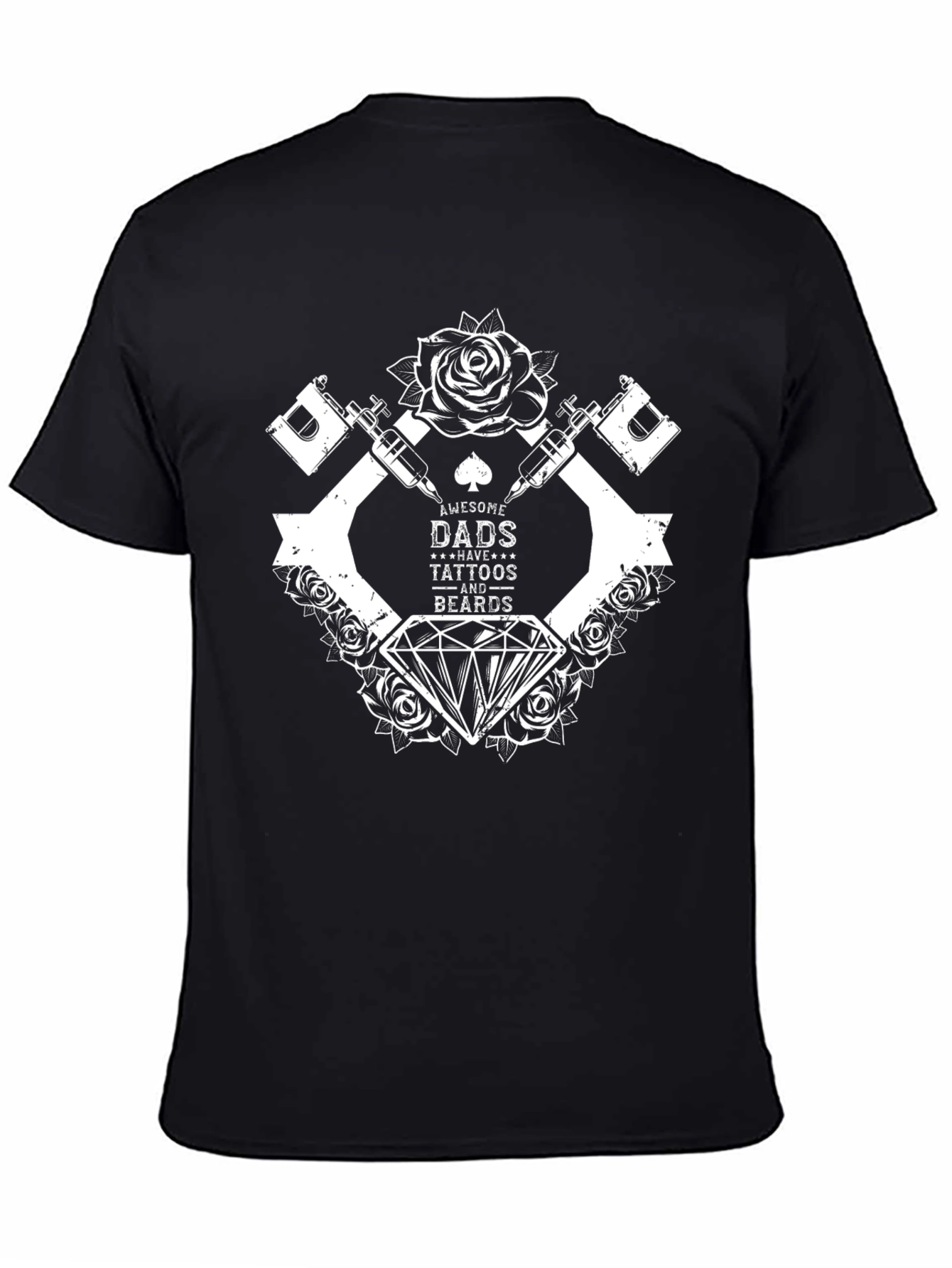Awesome Dads Tattoos & Beards Black Graphic Tee