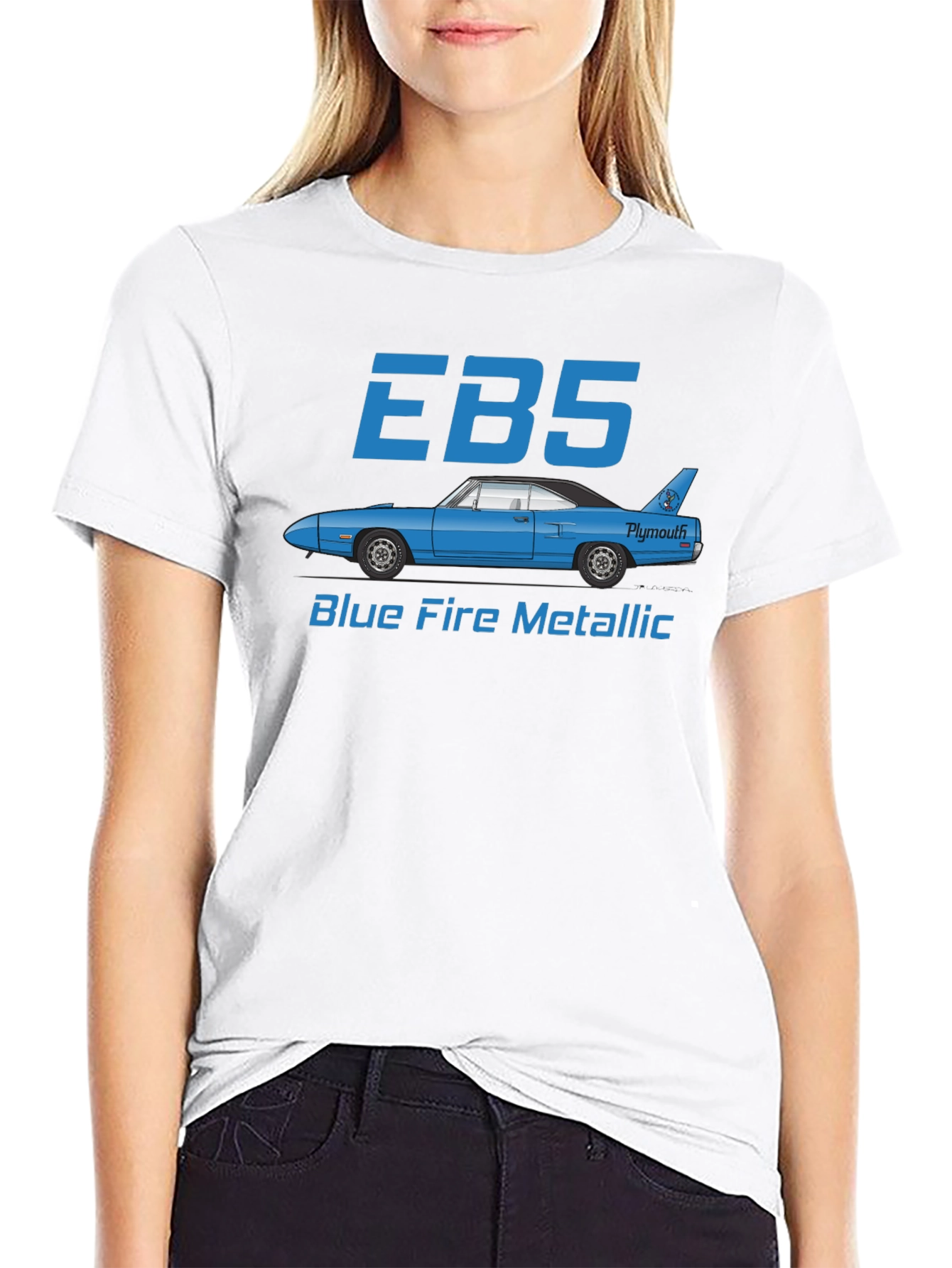EBS Blue Fire Metallic Car Graphic T-Shirt