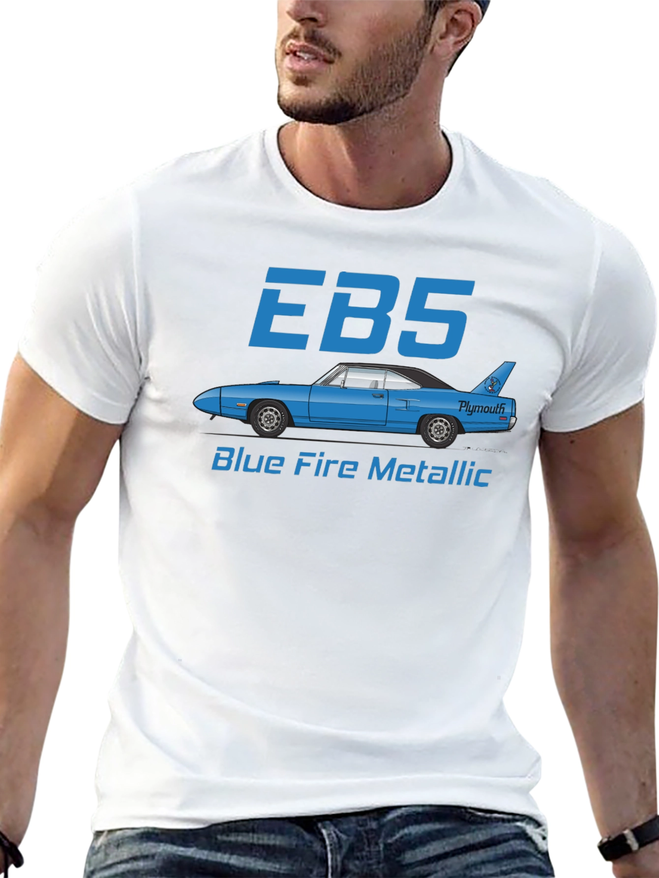 EBS Blue Fire Metallic Car Graphic T-Shirt
