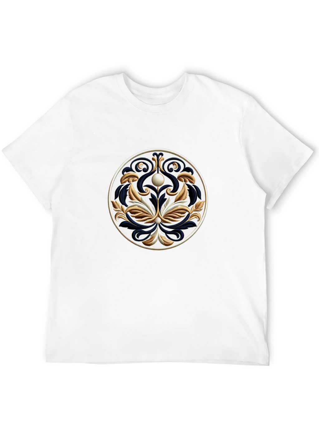 Black T-Shirt with Ornamental Circle Design