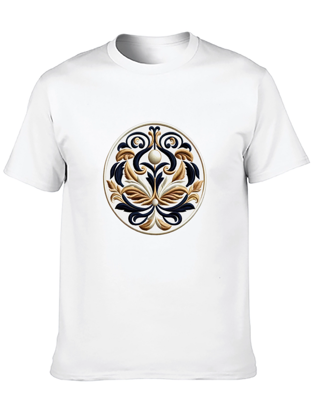 Black T-Shirt with Ornamental Circle Design