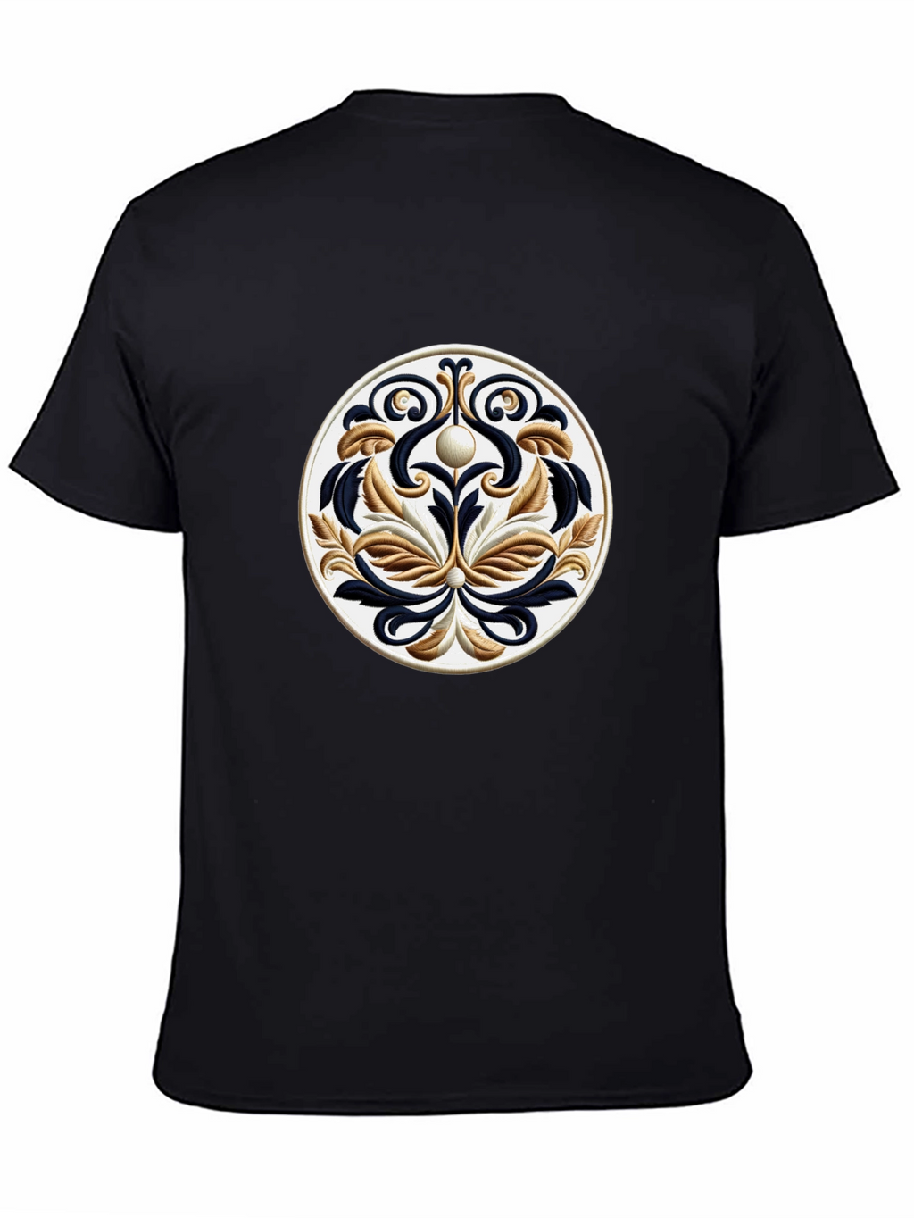 Black T-Shirt with Ornamental Circle Design