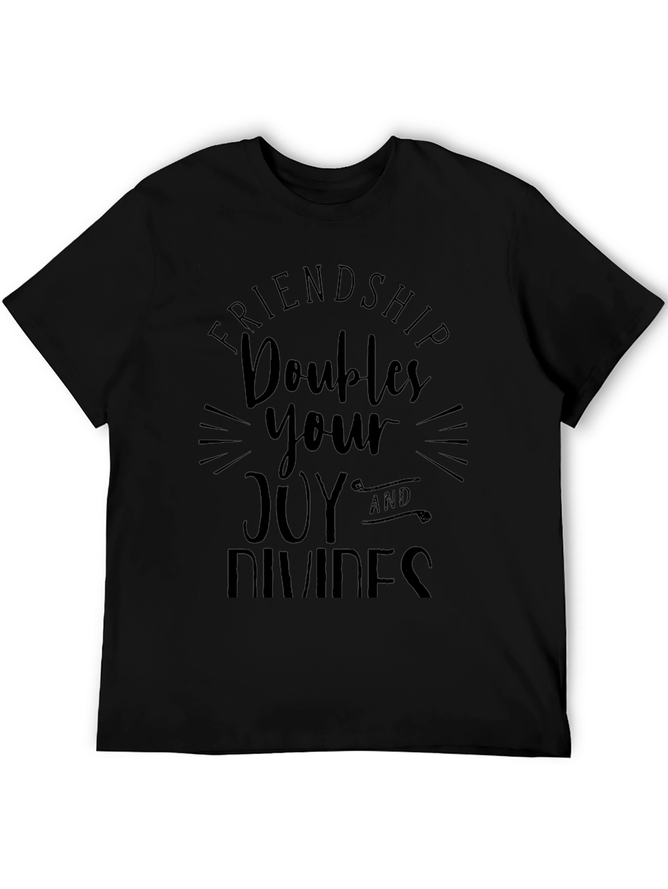 Friendship Doubles Joy Mens Black Graphic Tee