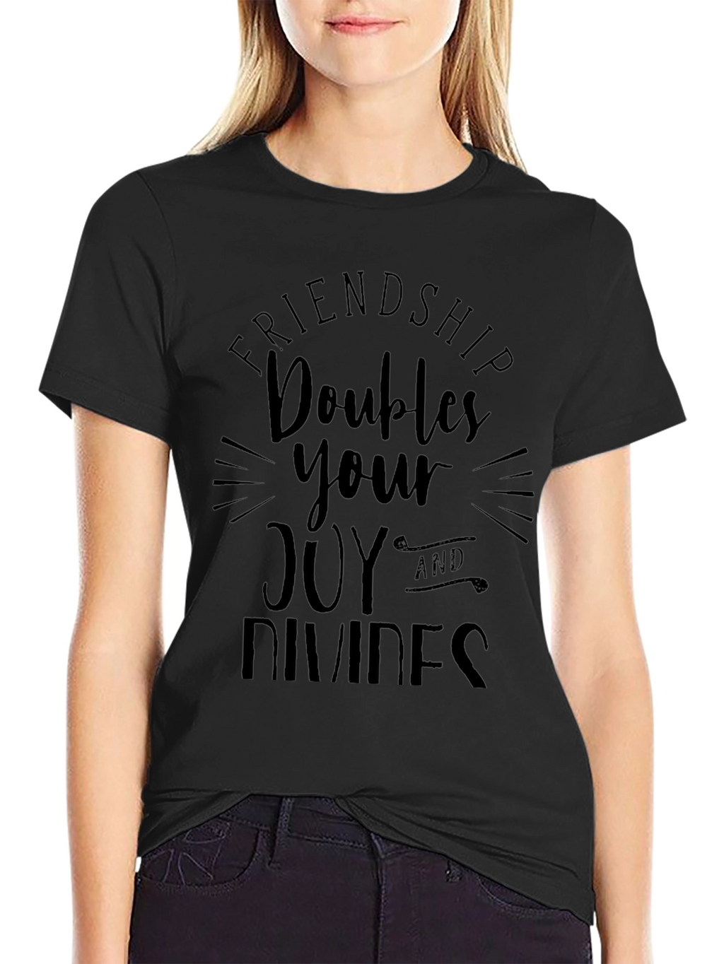 Friendship Doubles Joy Mens Black Graphic Tee