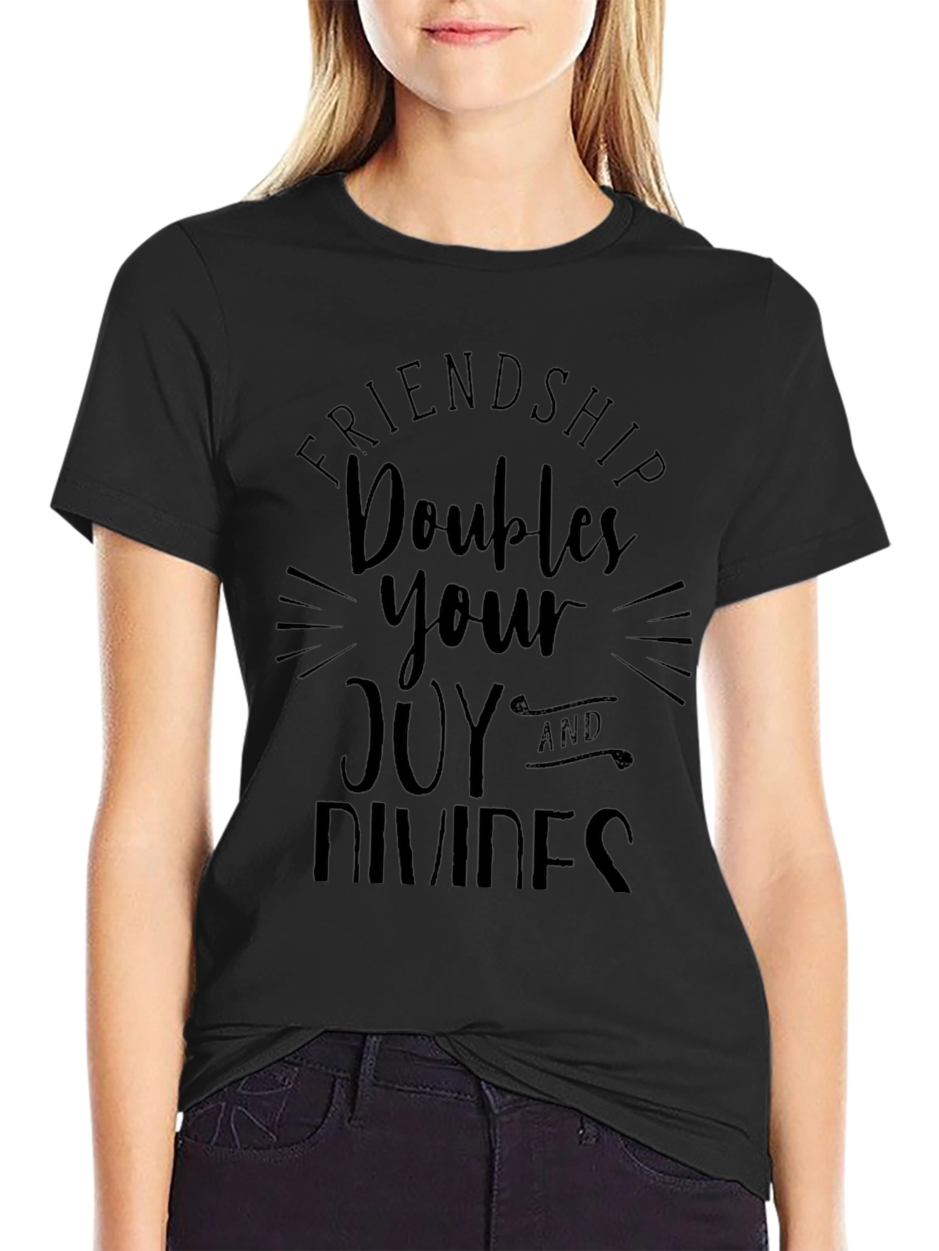 Friendship Doubles Joy Mens Black Graphic Tee