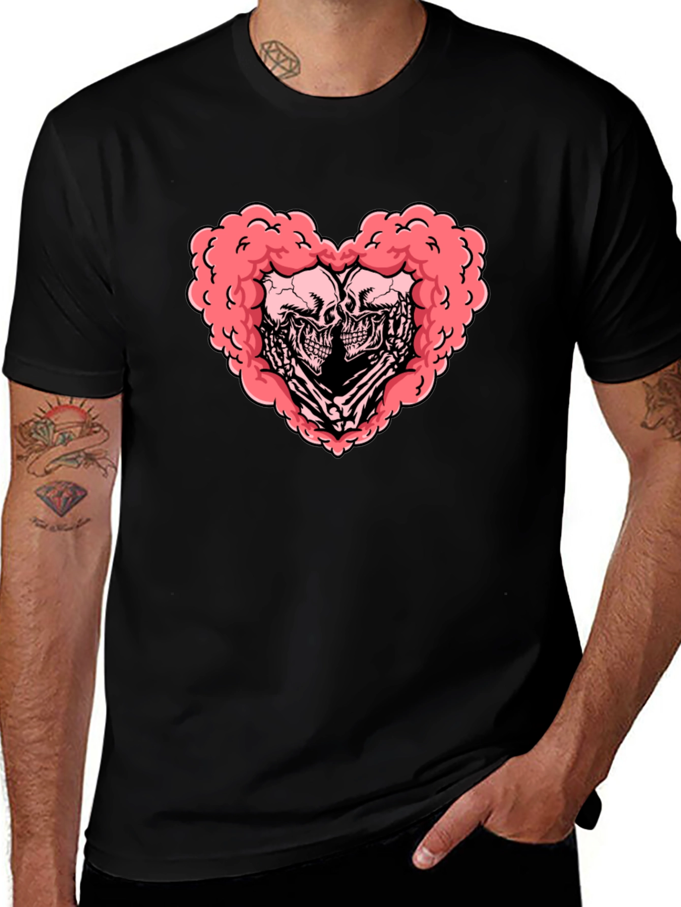 Skull Heart Graphic Tee - Gothic Love