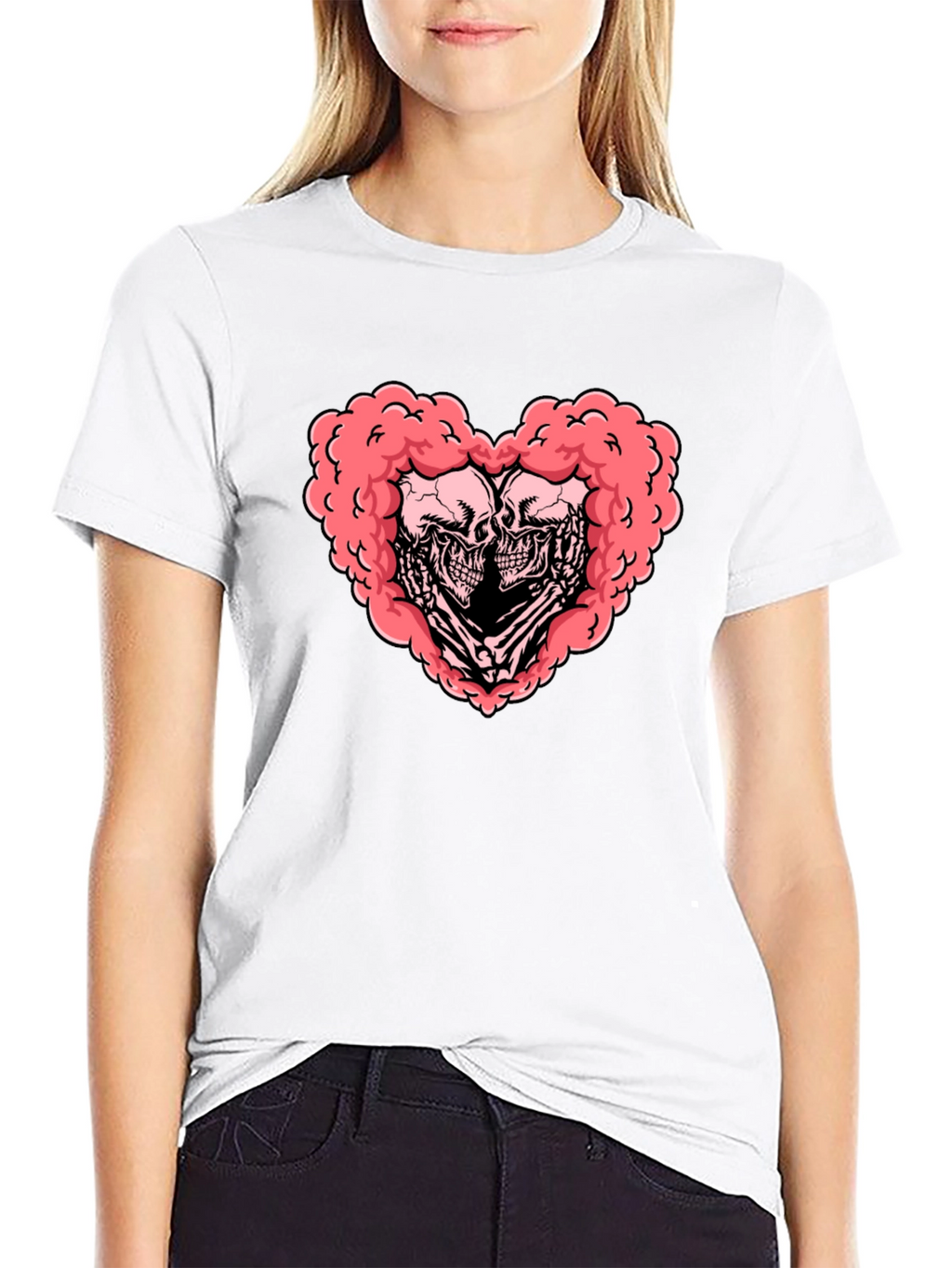 Skull Heart Graphic Tee - Gothic Love