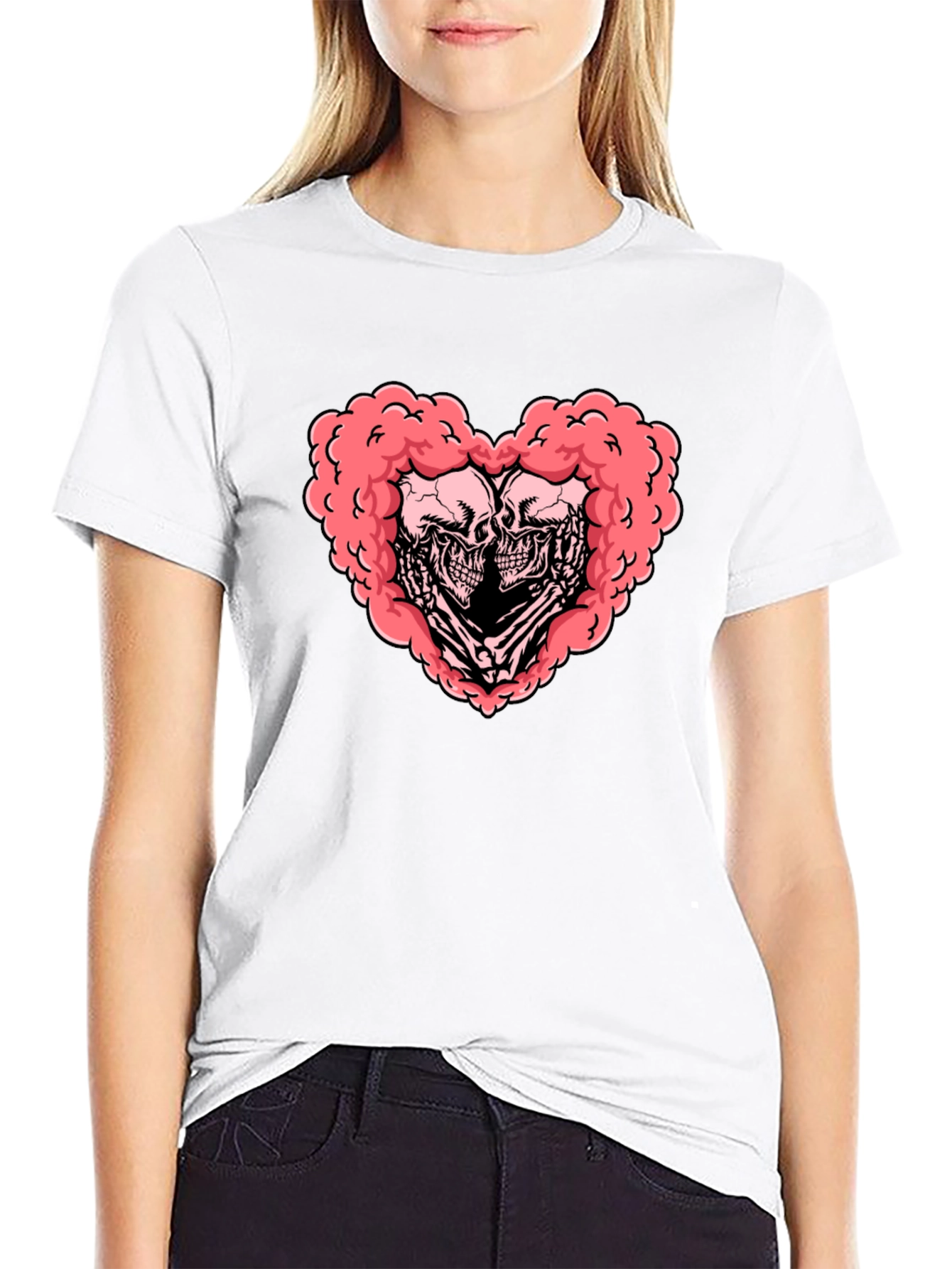 Skull Heart Graphic Tee - Gothic Love