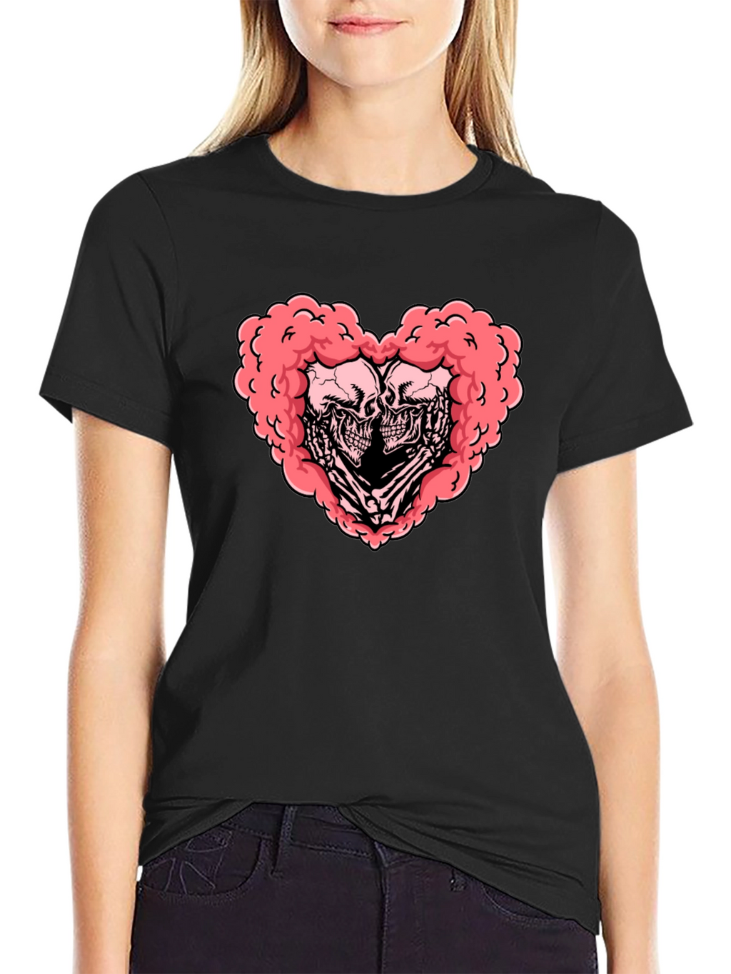 Skull Heart Graphic Tee - Gothic Love
