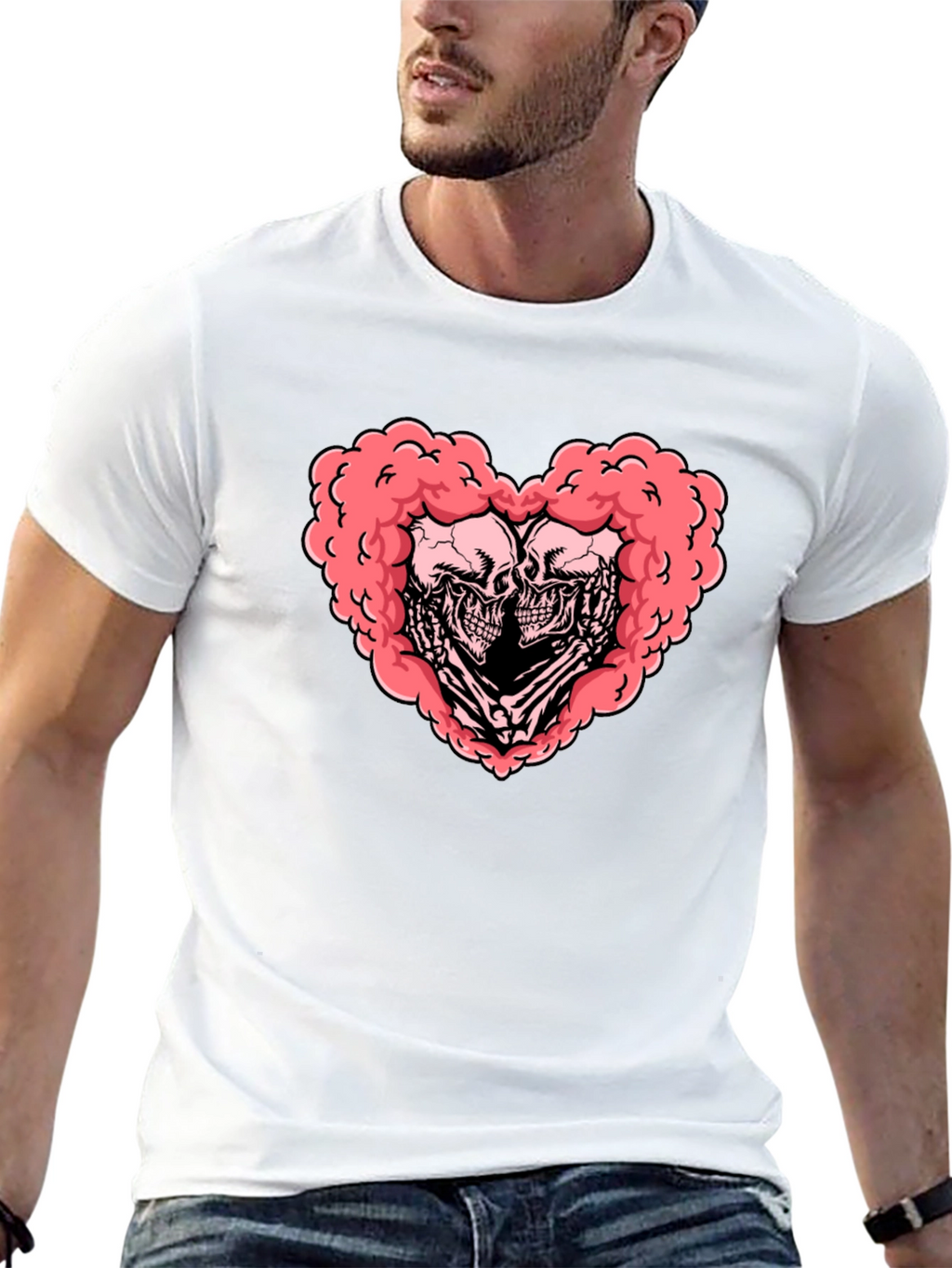 Skull Heart Graphic Tee - Gothic Love