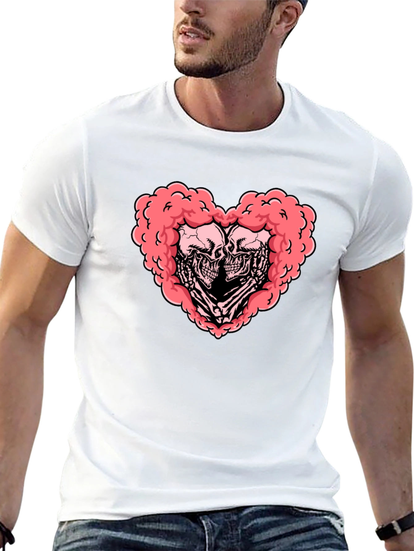 Skull Heart Graphic Tee - Gothic Love