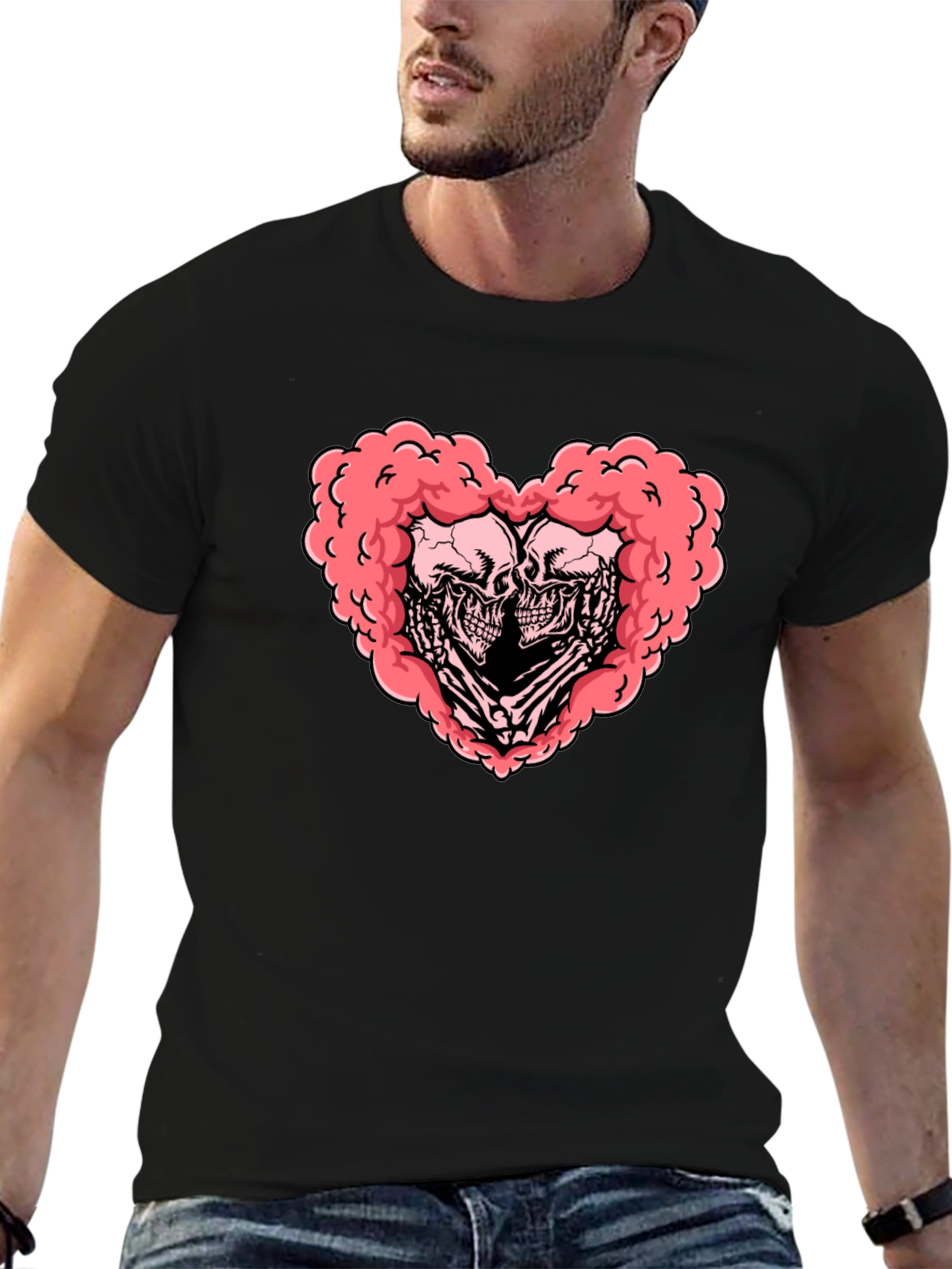 Skull Heart Graphic Tee - Gothic Love