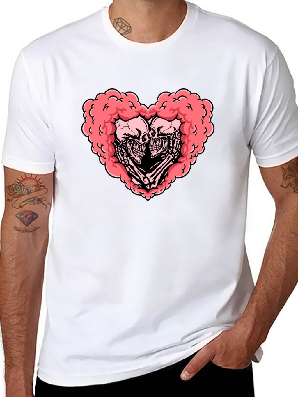 Skull Heart Graphic Tee - Gothic Love