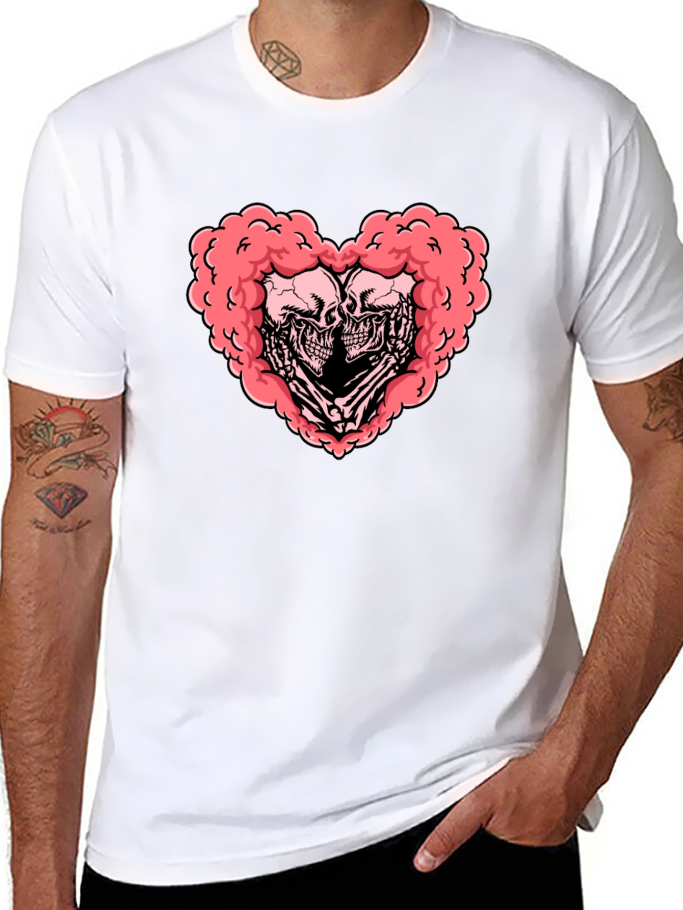 Skull Heart Graphic Tee - Gothic Love