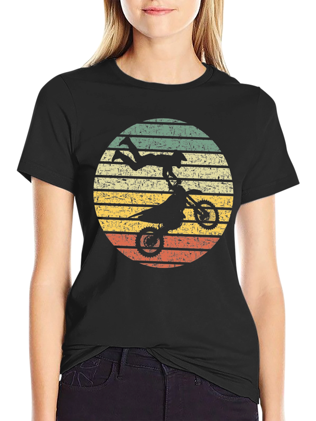 Motocross Retro Graphic Tee - Black Cotton