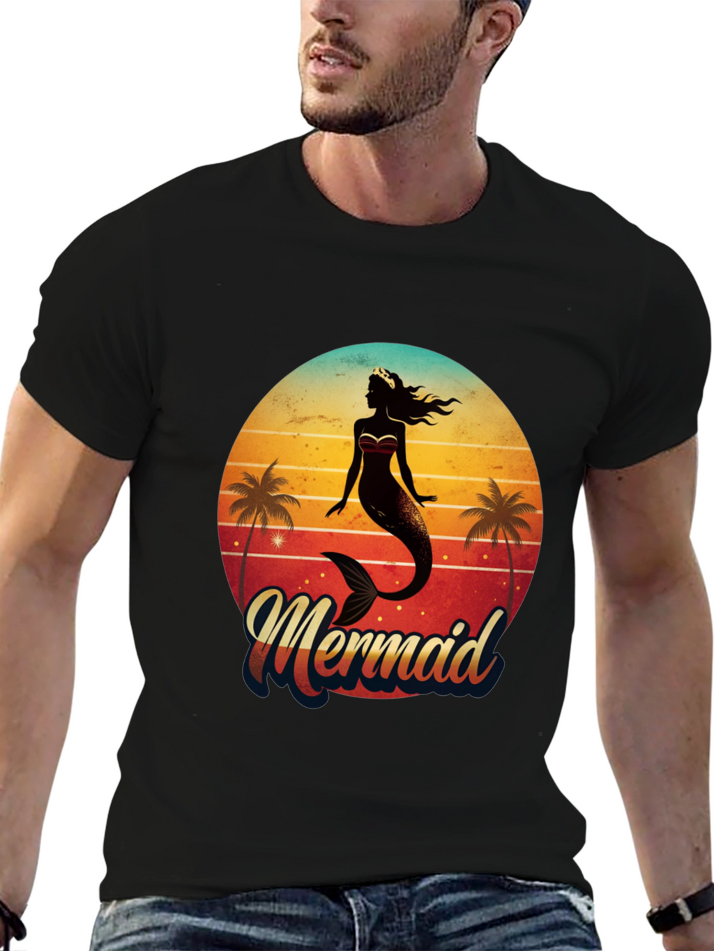 Retro Mermaid Graphic Tee - Beach Vibes