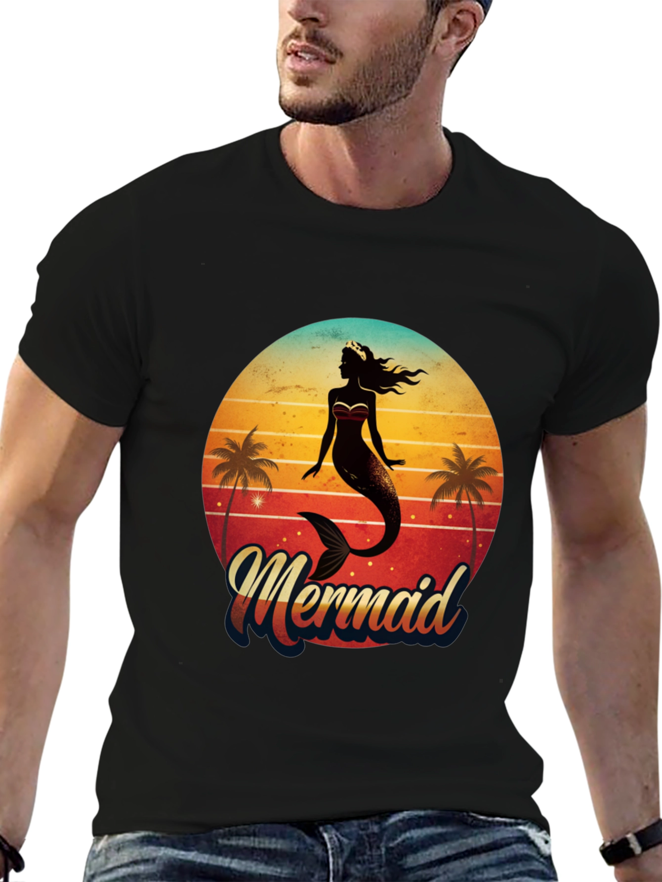 Retro Mermaid Graphic Tee - Beach Vibes