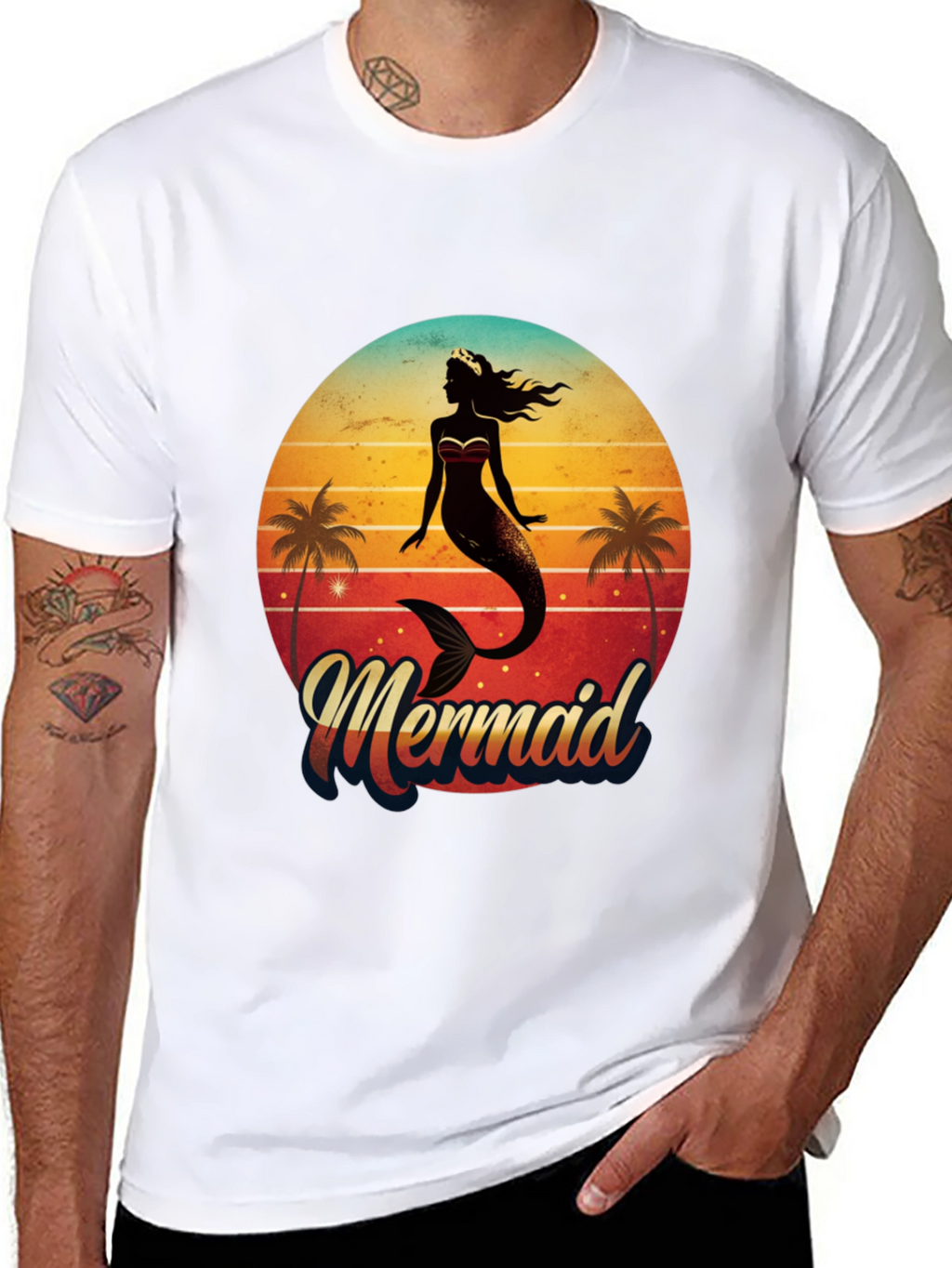 Retro Mermaid Graphic Tee - Beach Vibes