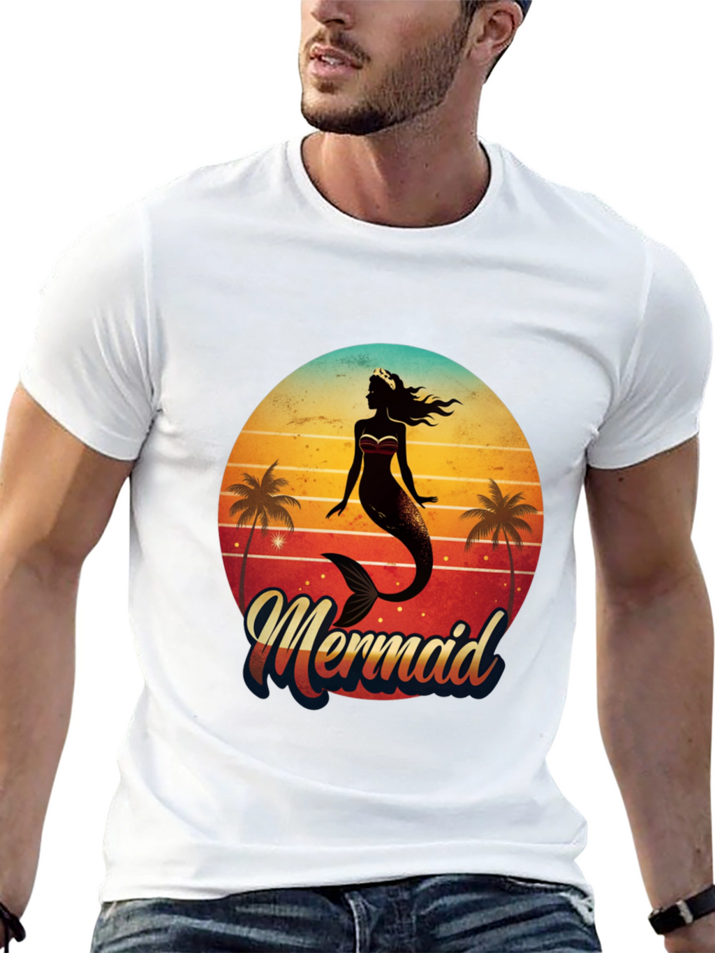Retro Mermaid Graphic Tee - Beach Vibes