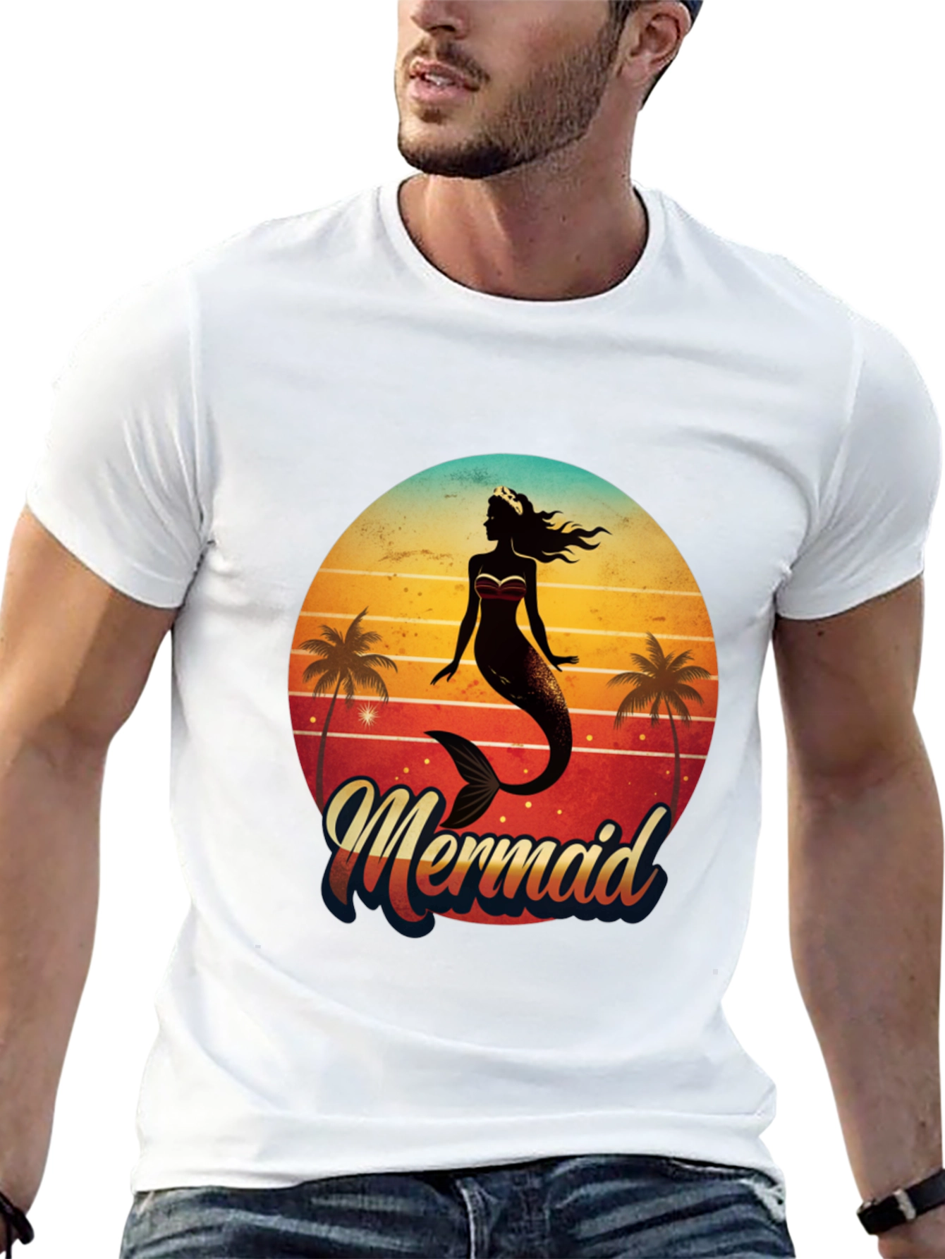 Retro Mermaid Graphic Tee - Beach Vibes