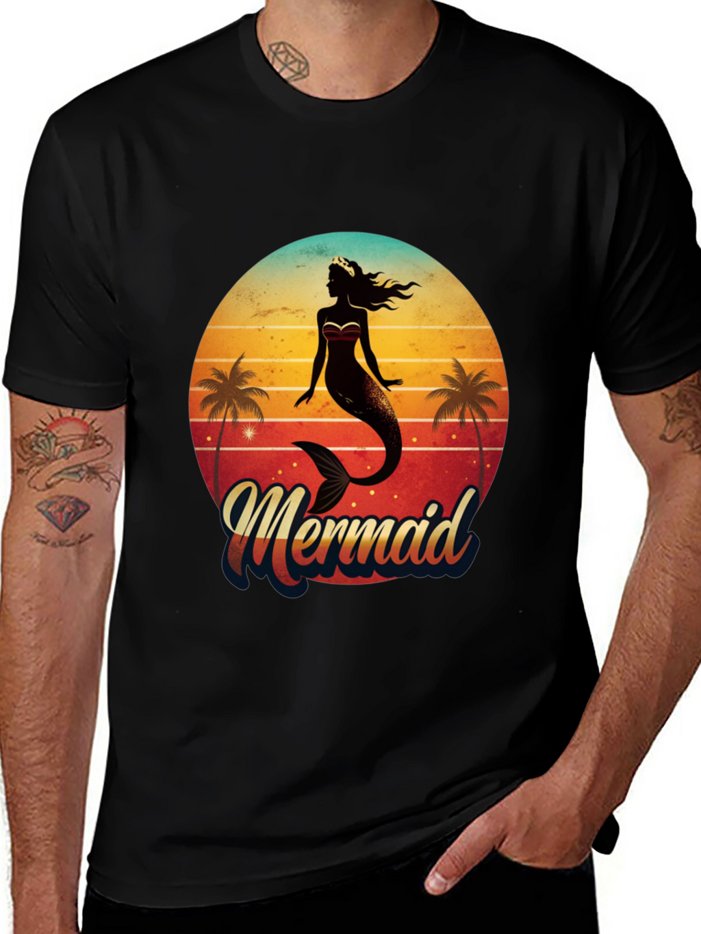 Retro Mermaid Graphic Tee - Beach Vibes