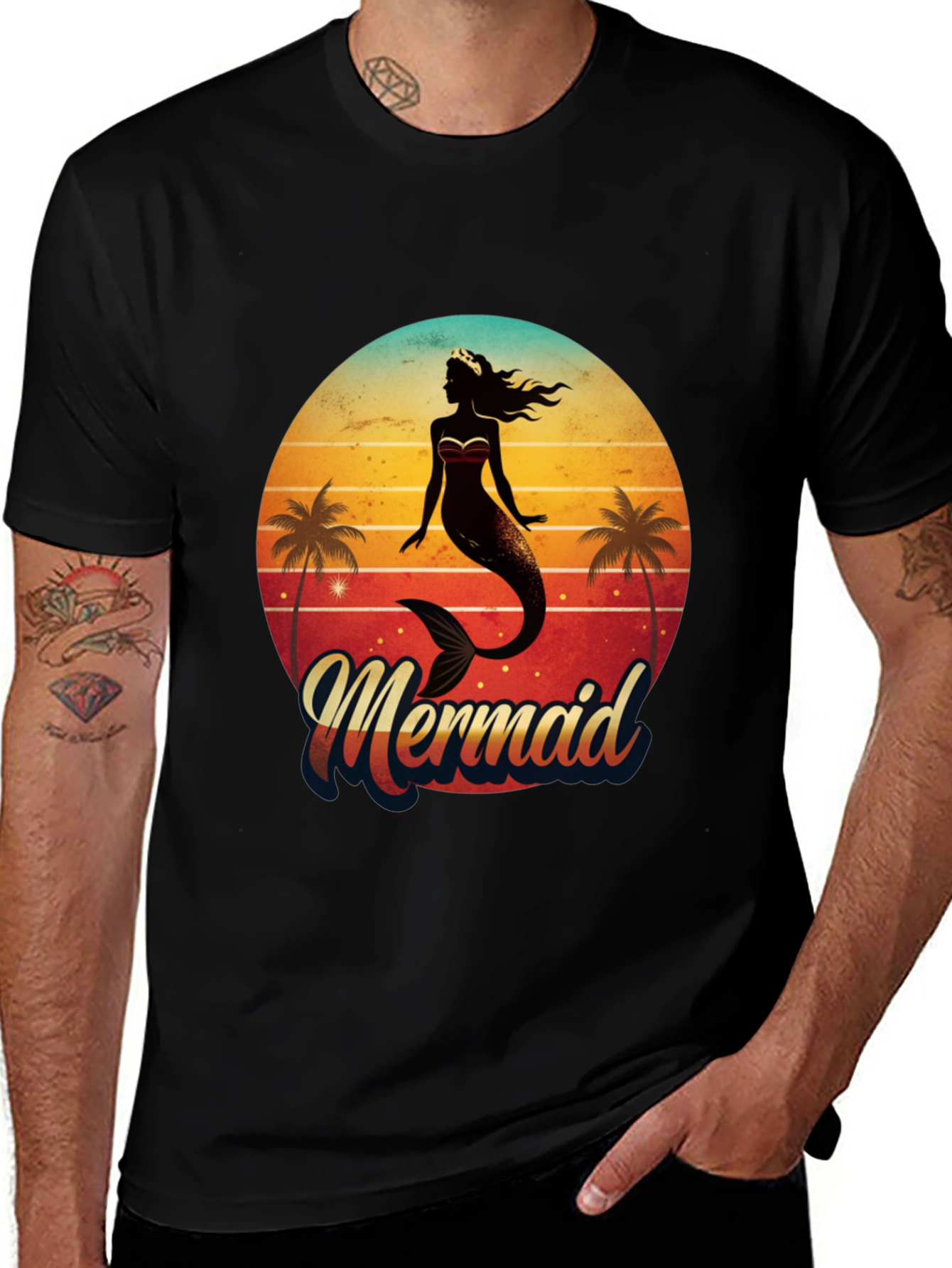 Retro Mermaid Graphic Tee - Beach Vibes