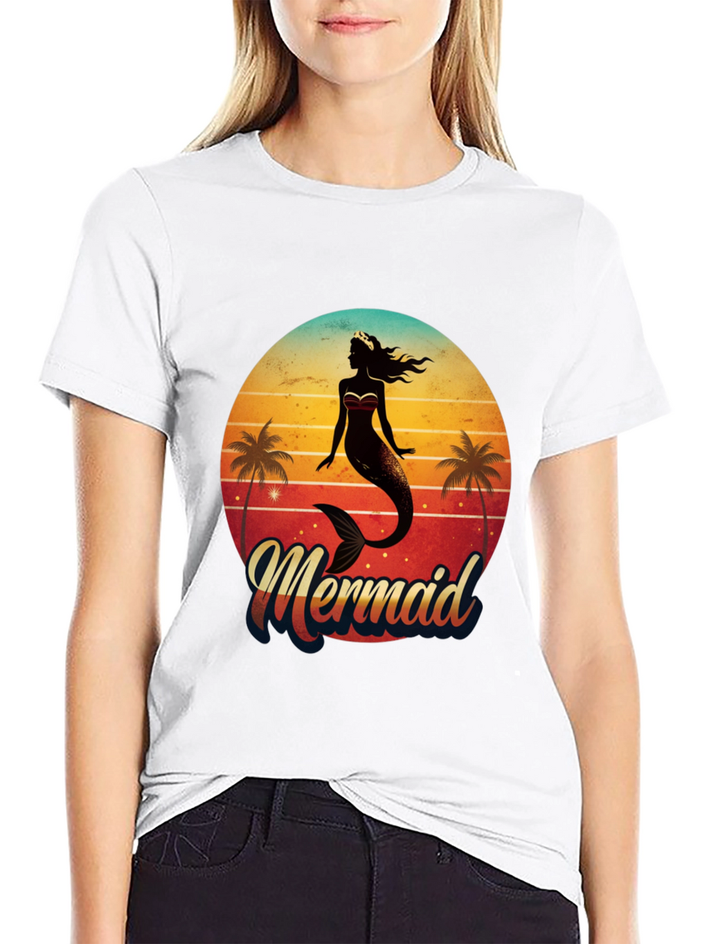 Retro Mermaid Graphic Tee - Beach Vibes