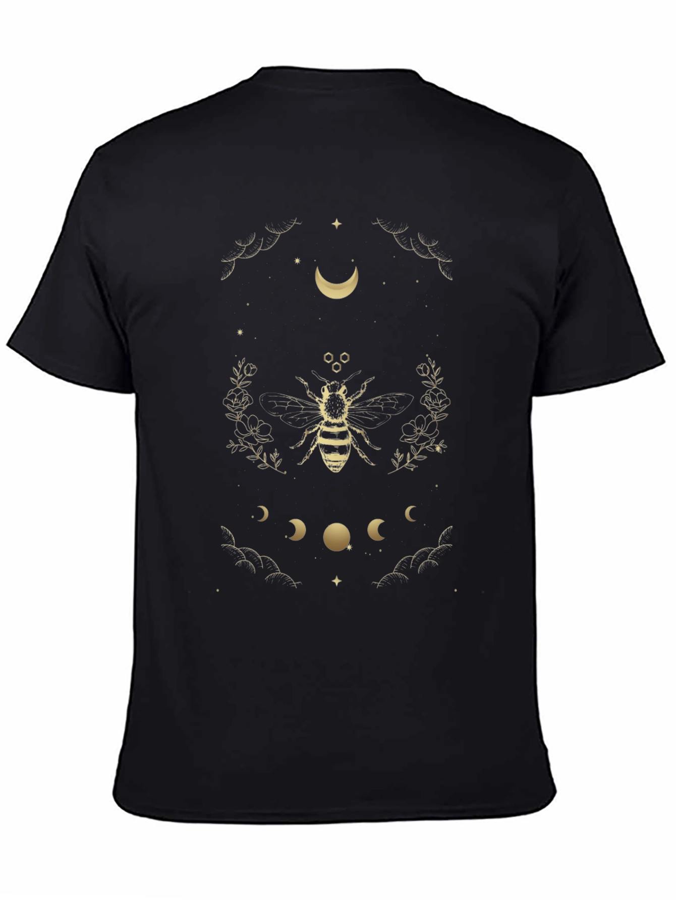 Celestial Bee Graphic Tee - Black Cotton T-Shirt
