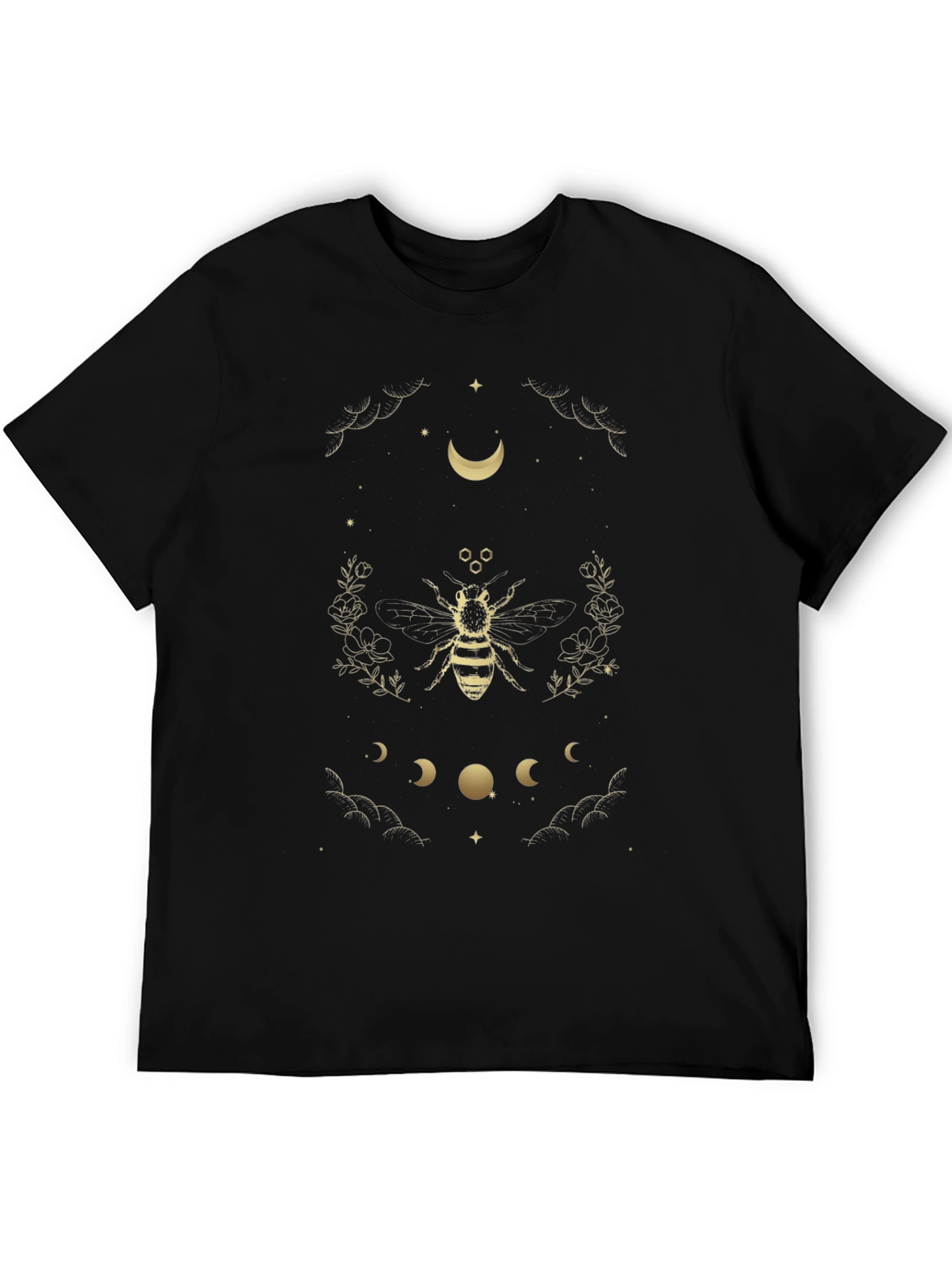 Celestial Bee Graphic Tee - Black Cotton T-Shirt