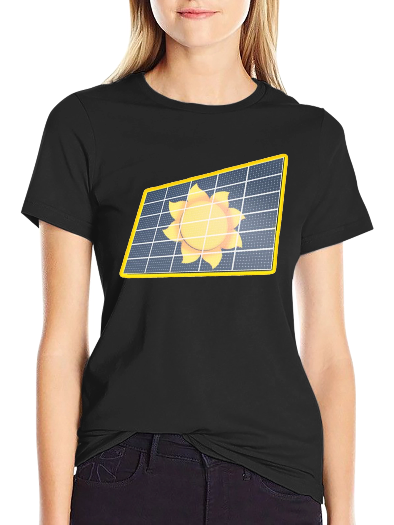 Solar Panel Sun Graphic Tee - Eco-Friendly T-Shirt